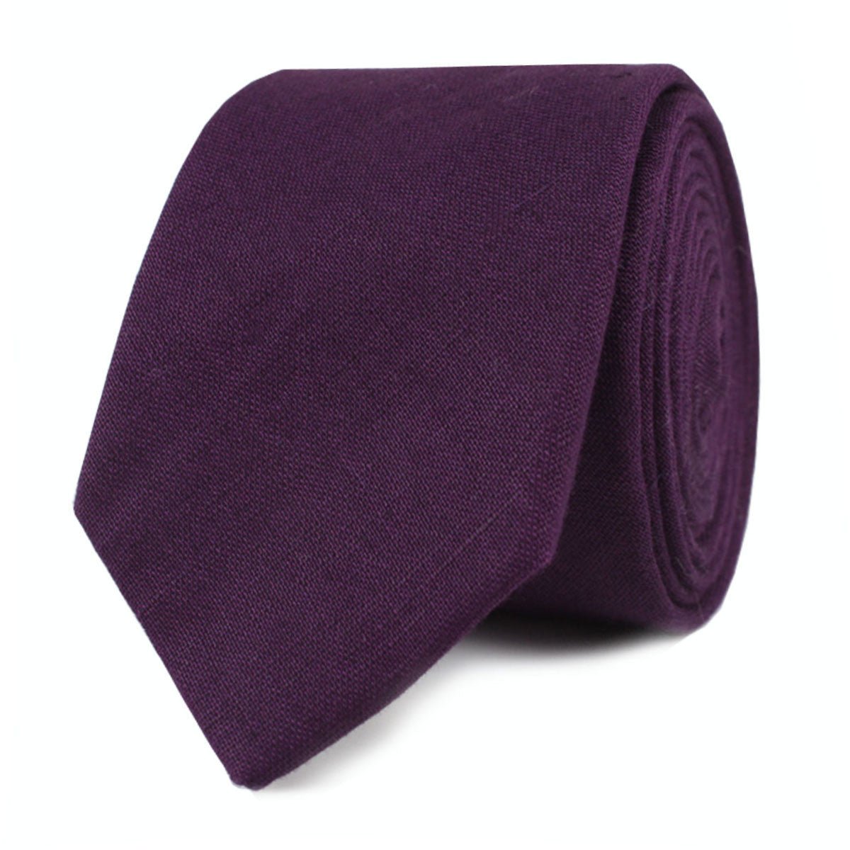 Purple Plum Slub Linen Skinny Tie