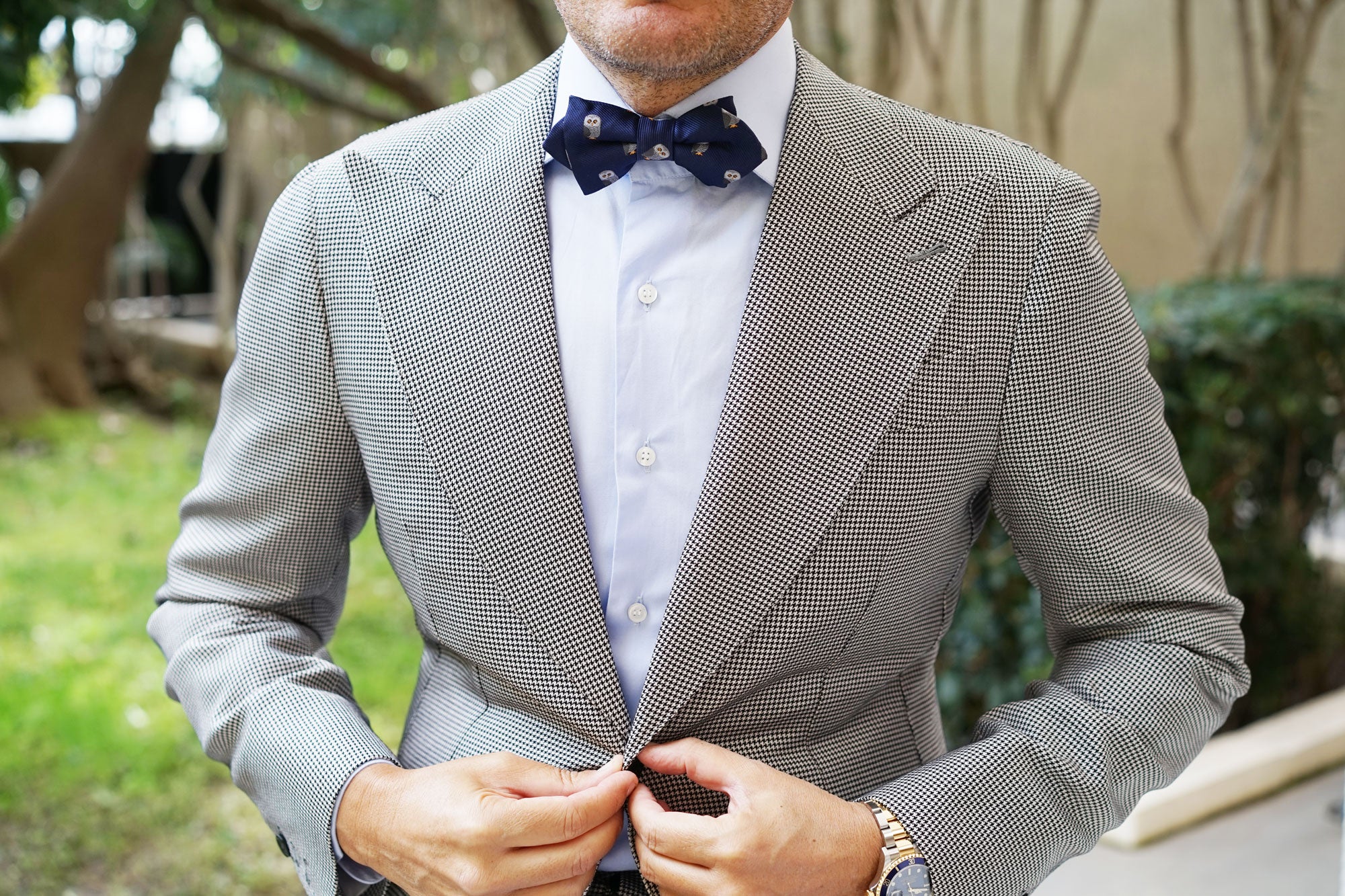 Southern Grey Owl Diamond Bow Tie