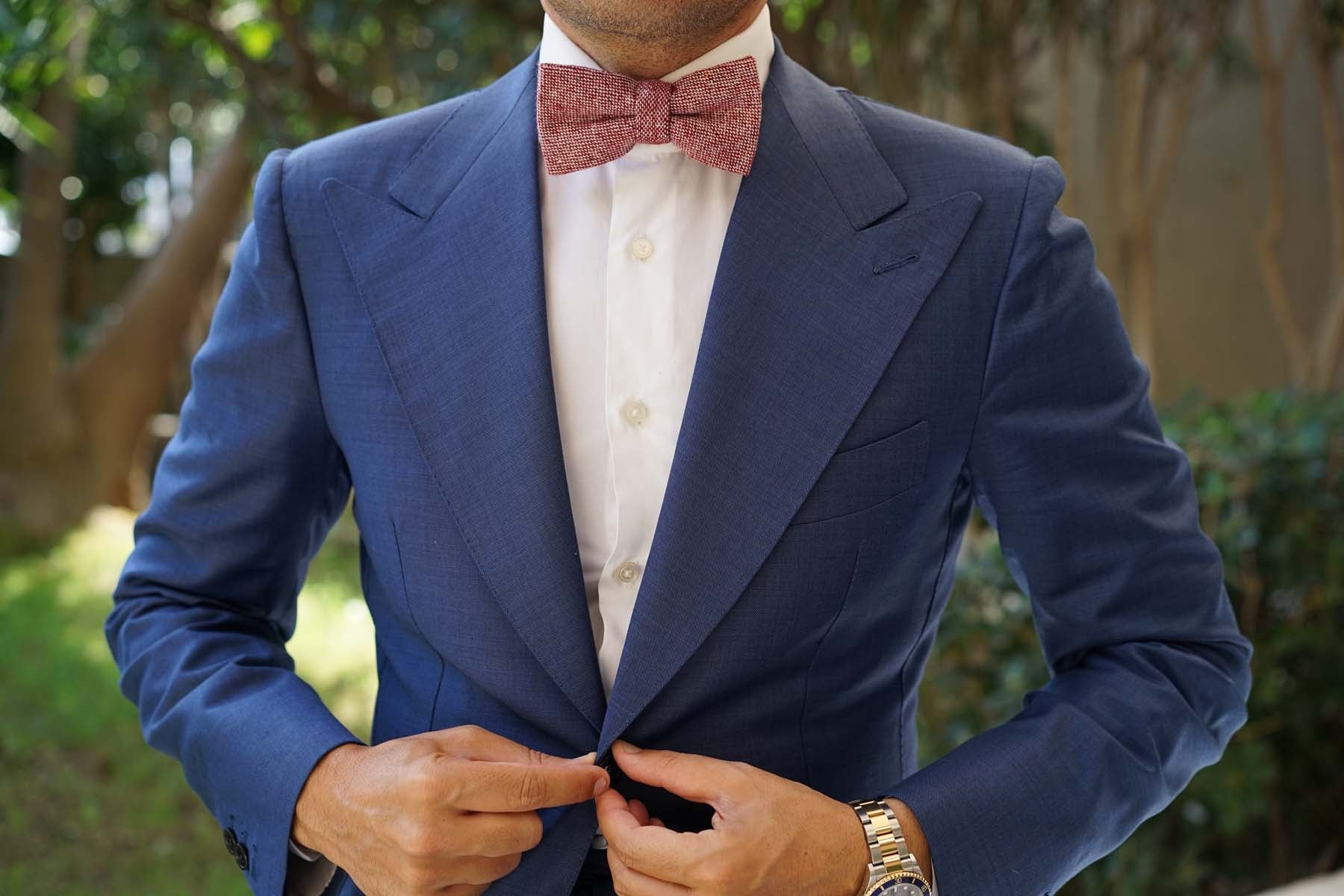 Burgundy Sharkskin Bow Tie