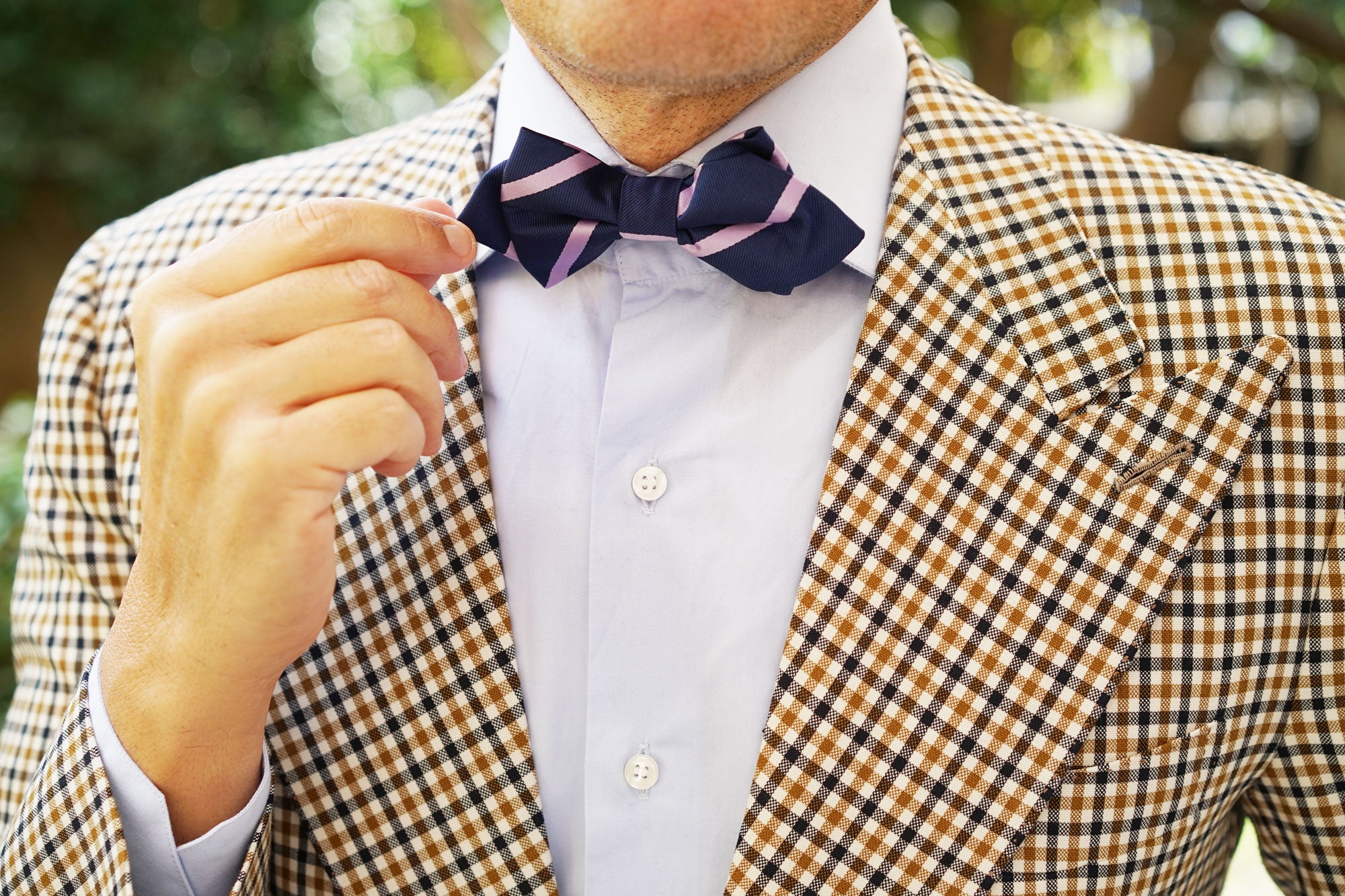 Navy Blue with Purple Stripe Diamond Bow Tie