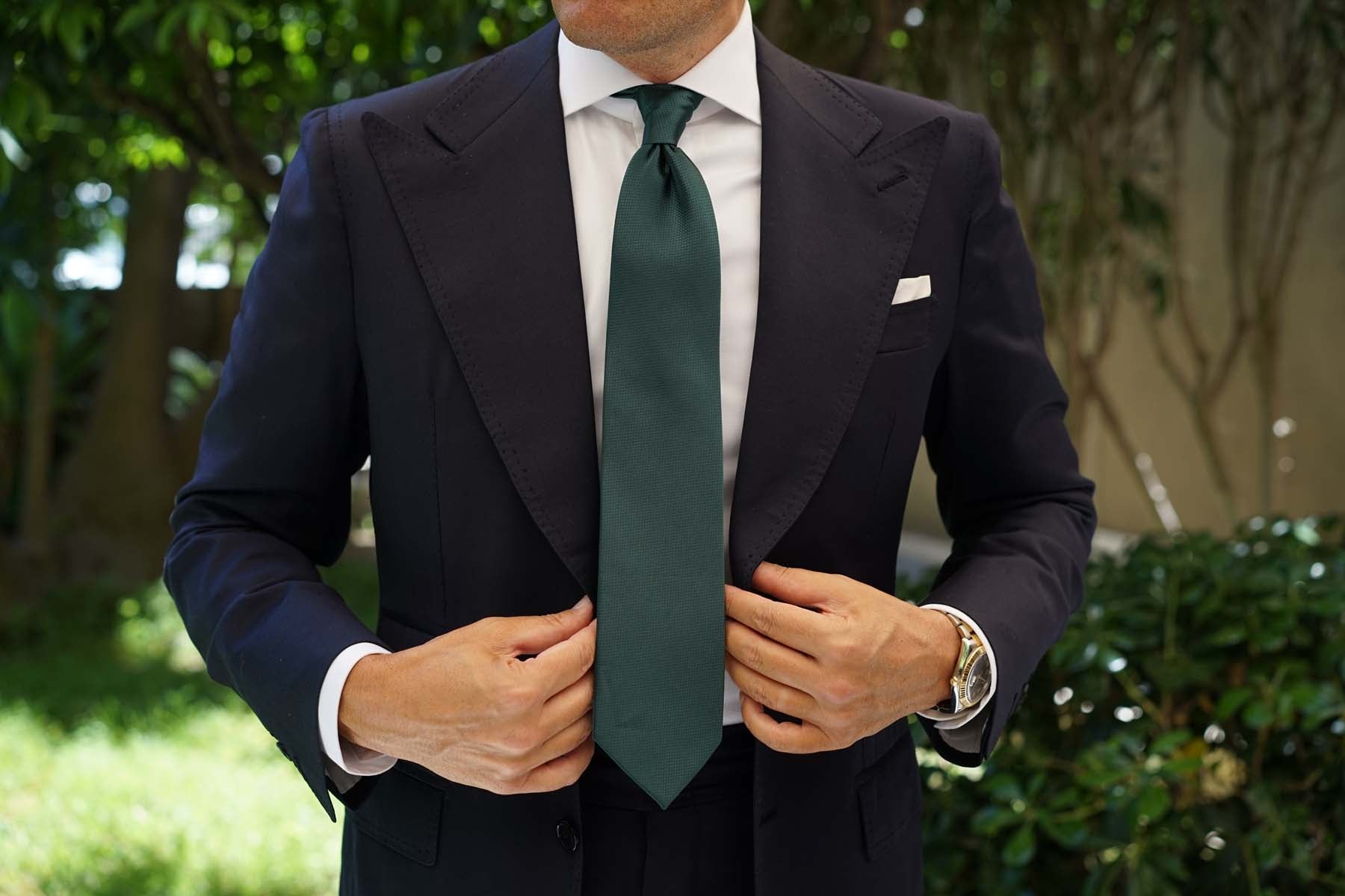 Dark Green Basket Weave Necktie