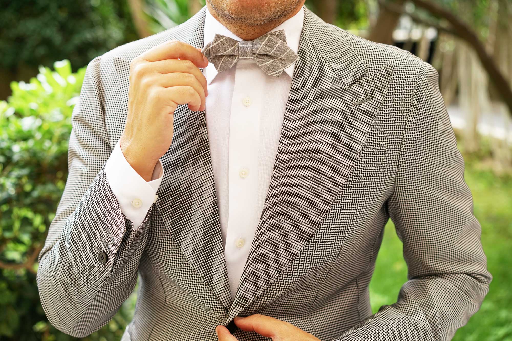 Grey Edinburgh Pinstripe Diamond Bow Tie