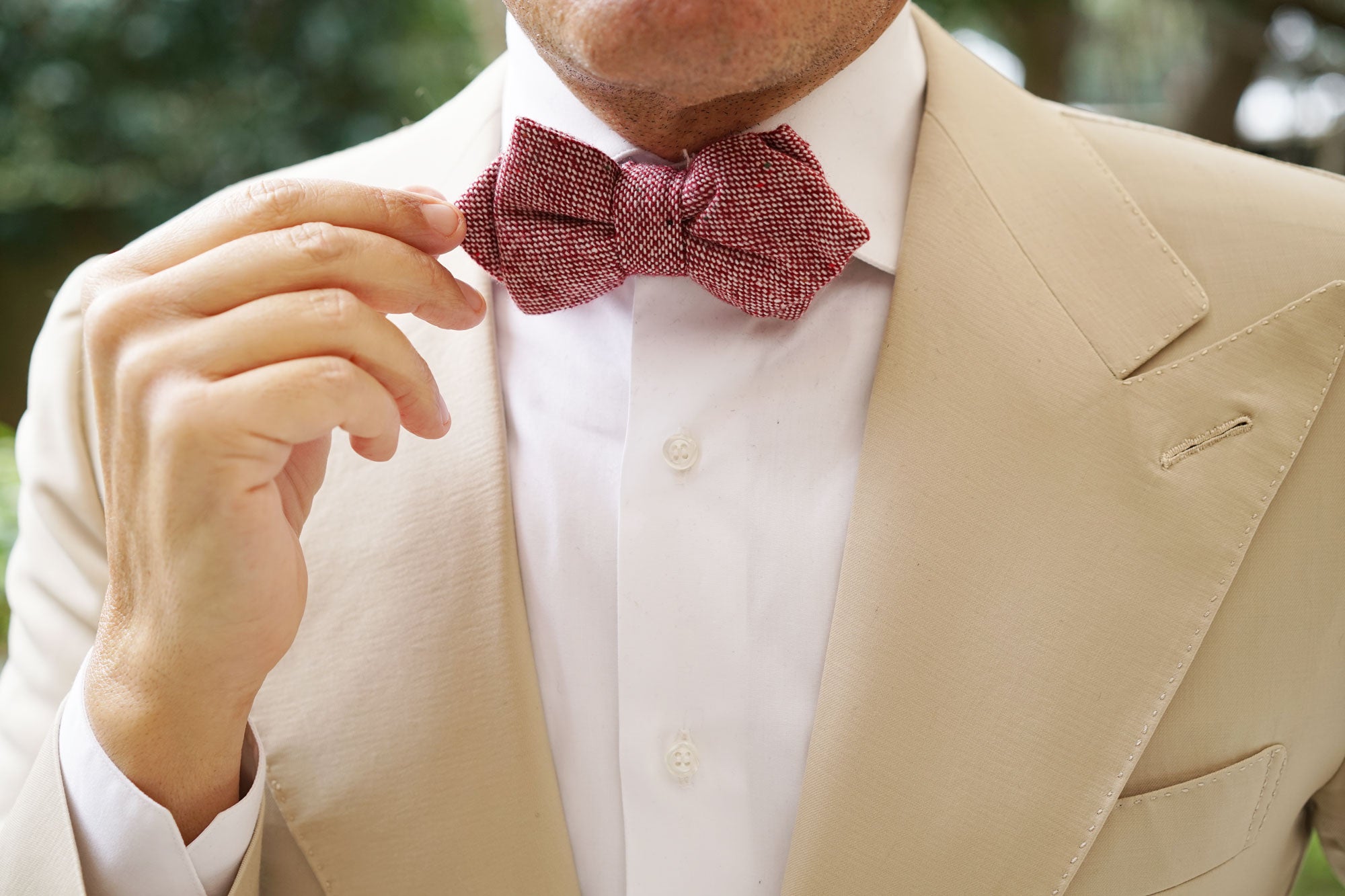 Burgundy Sharkskin Diamond Bow Tie