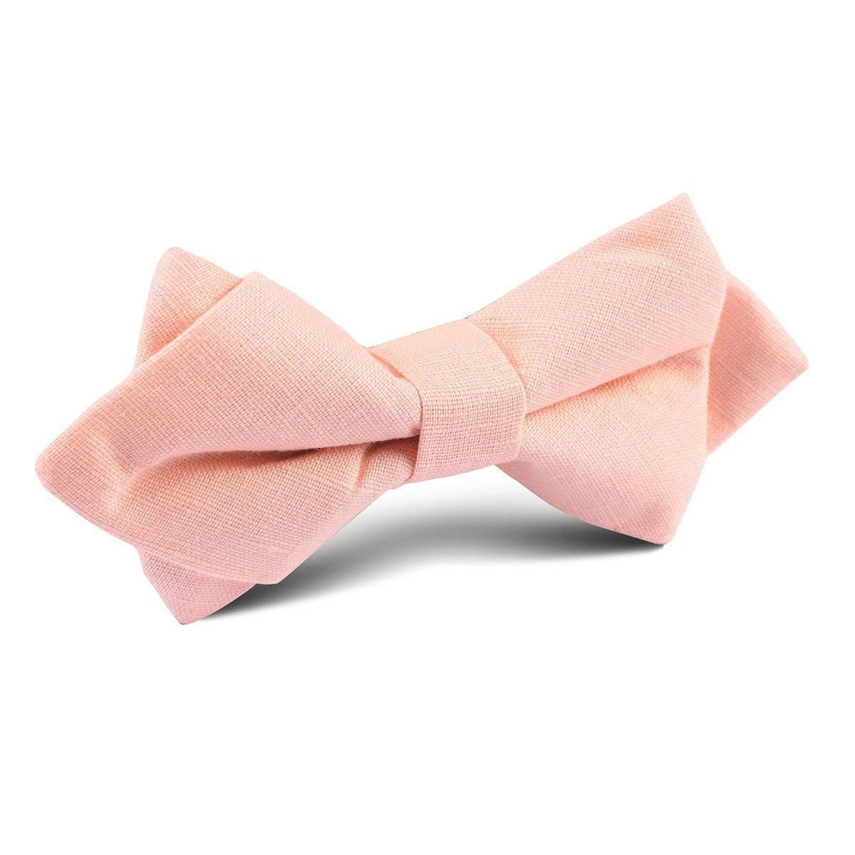 Dusty Peach Slub Linen Diamond Bow Tie