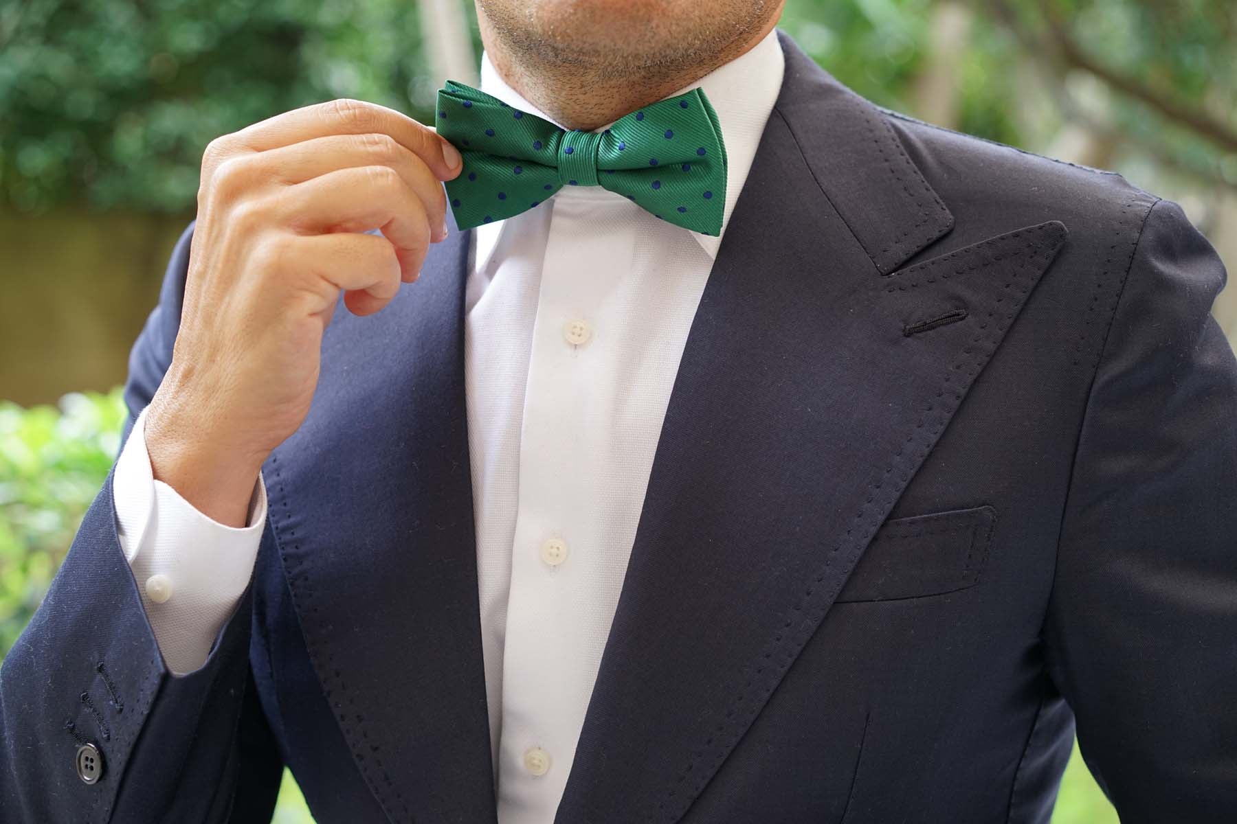 Forest Green Dark Polkadot Bow Tie