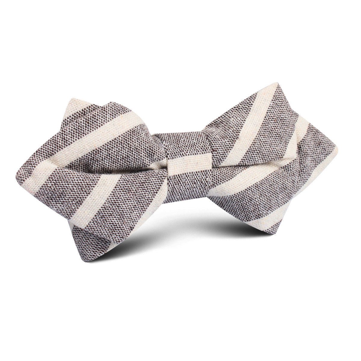 Mersin Brown Stripe Chalk Linen Diamond Bow Tie