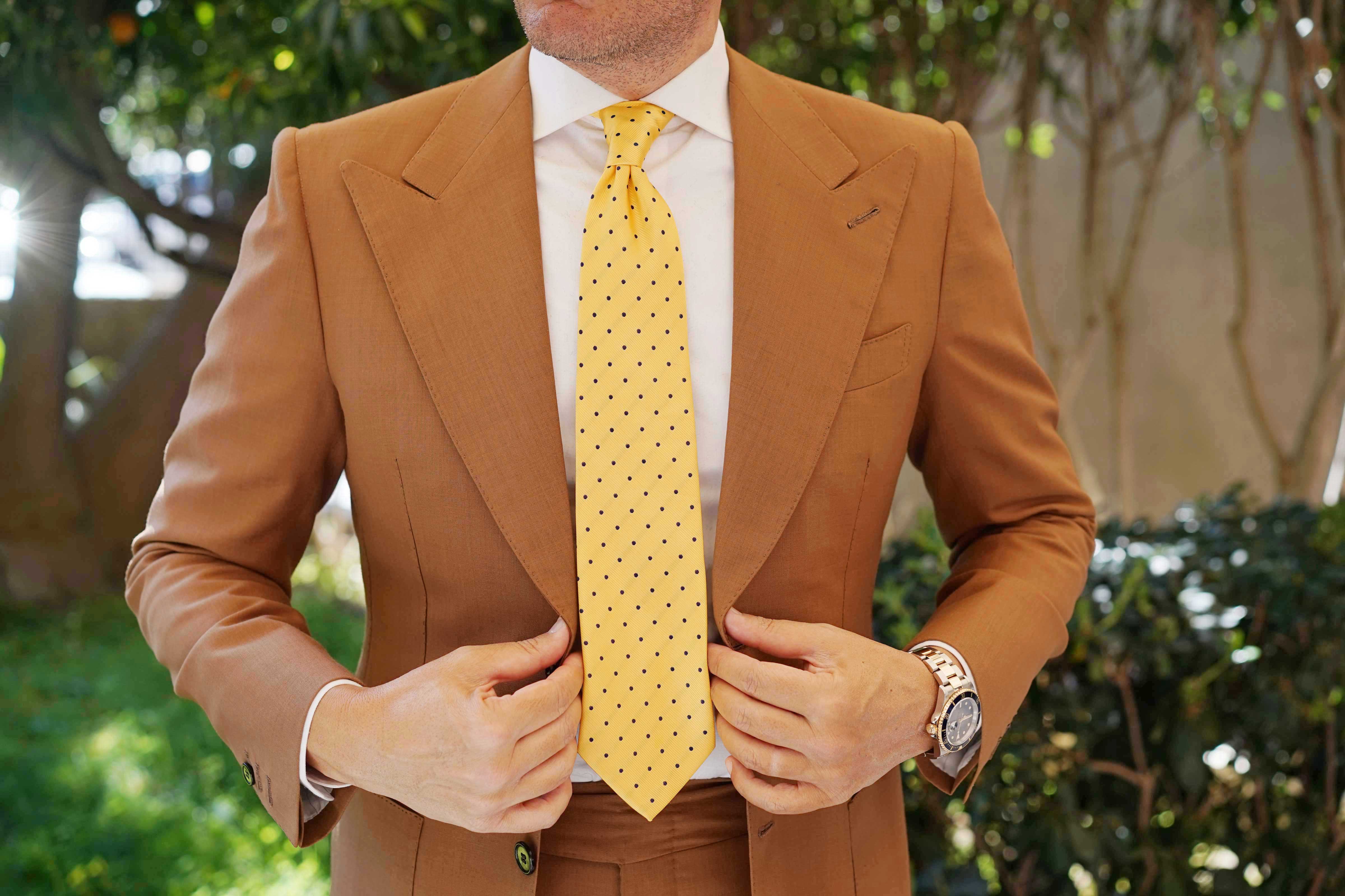 Yellow Tie with Polka Dots