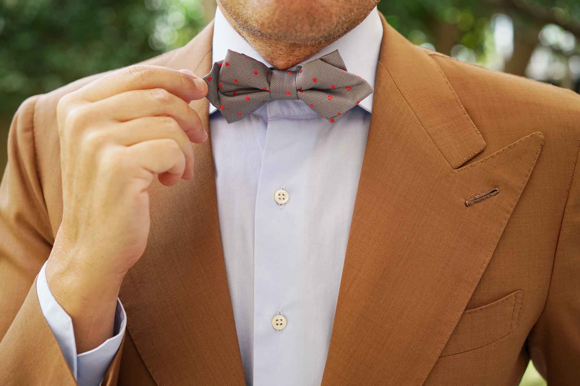 Grey with Hot Pink Polka Dots Diamond Bow Tie