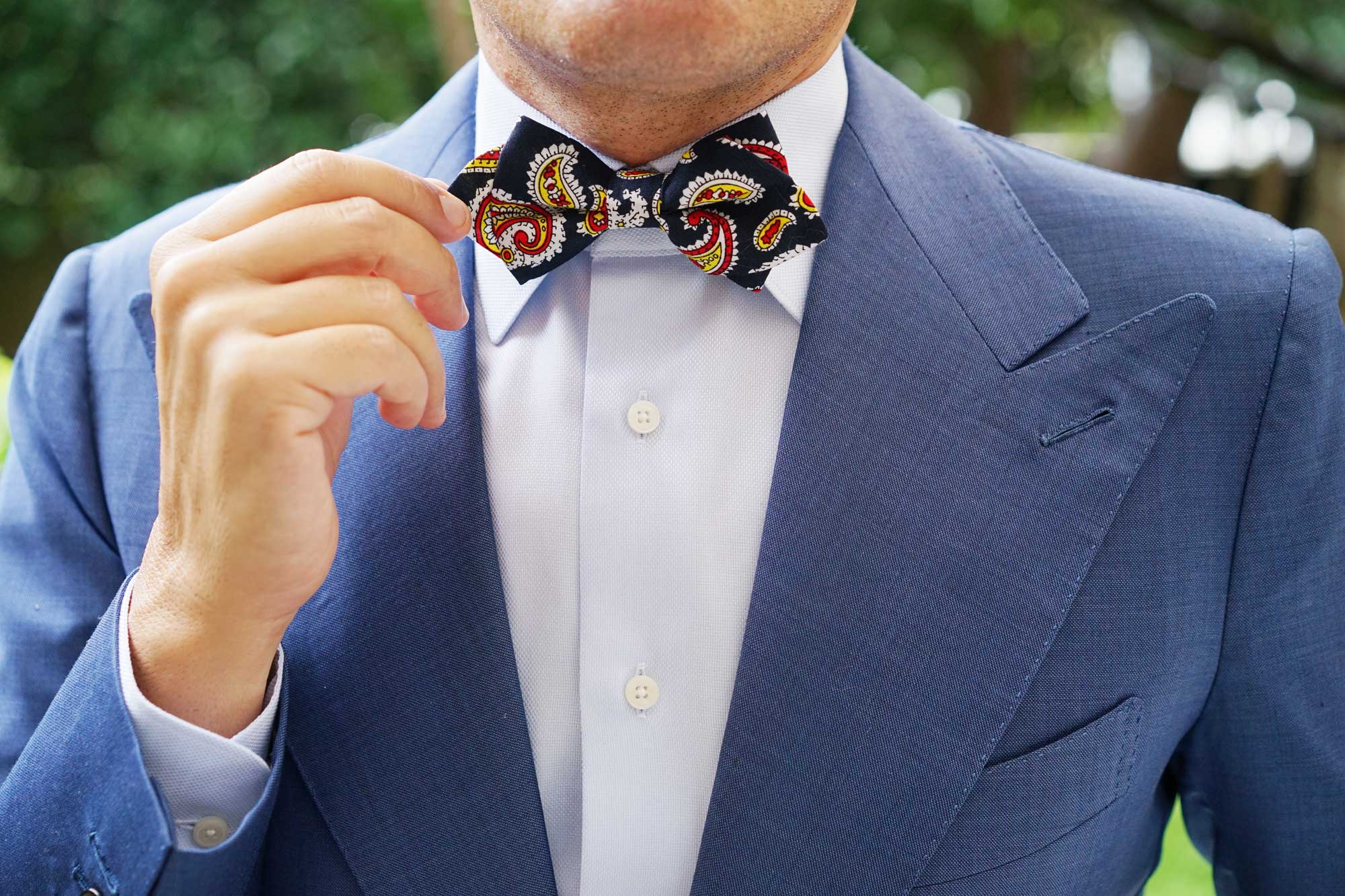 Vulcano Red & Yellow Paisley Diamond Bow Tie