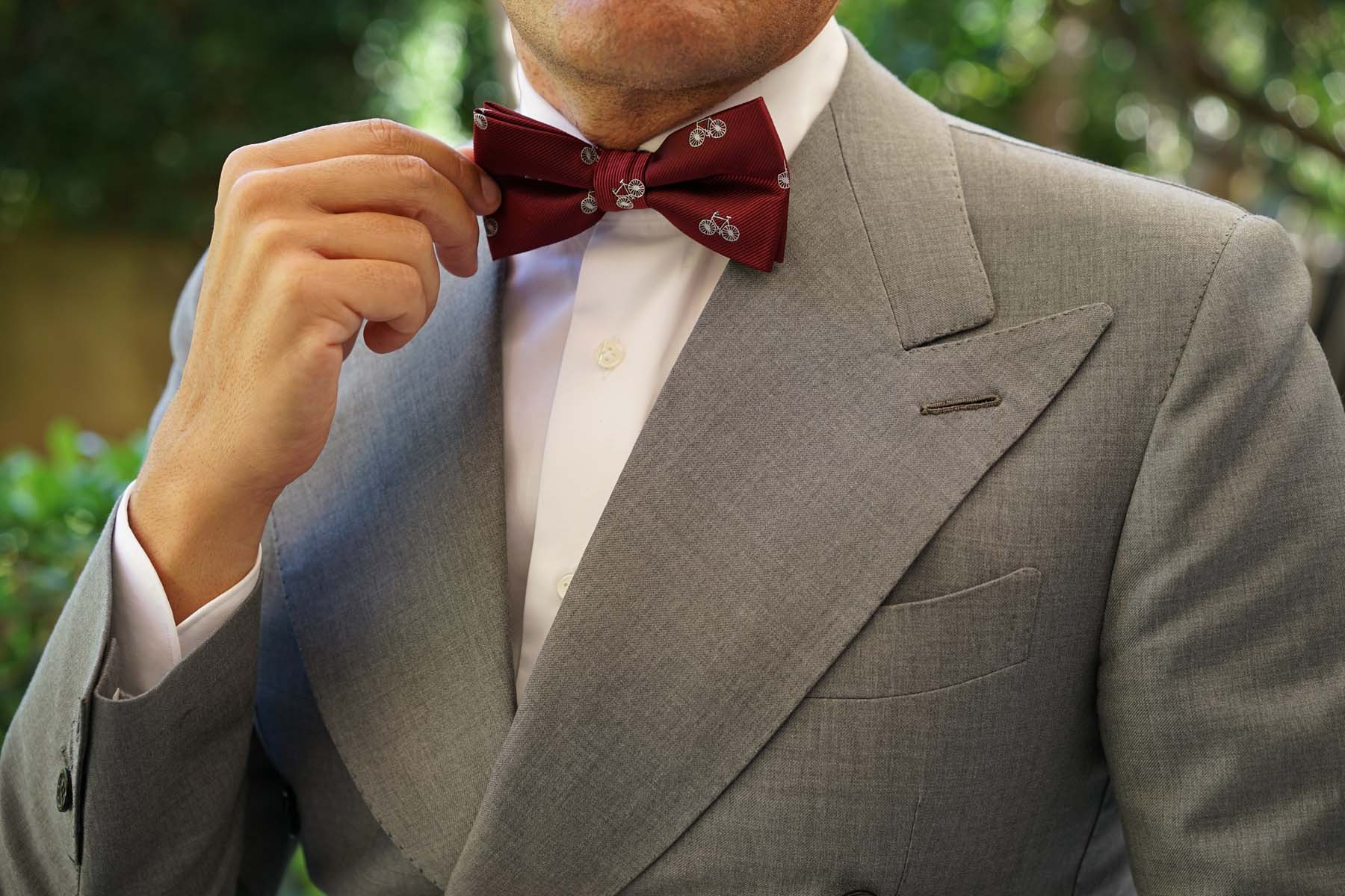 Burgundy French Bicycle Bow Tie