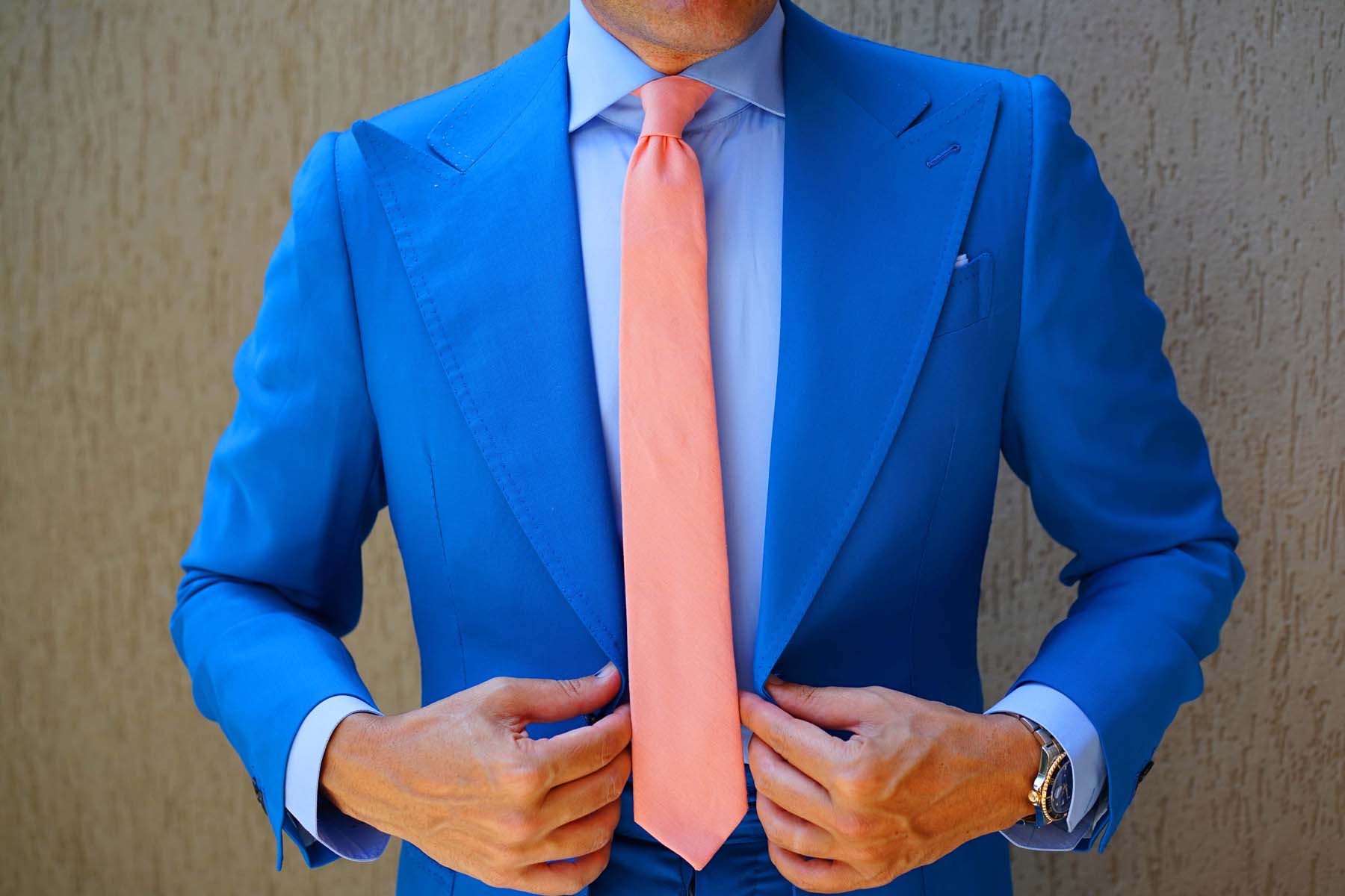 Coral Pink Linen Skinny Tie