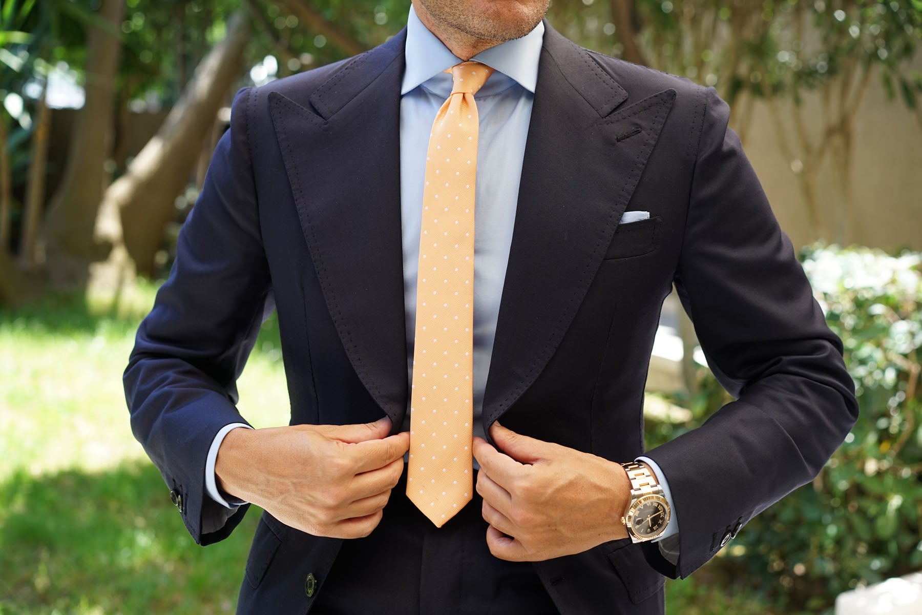 Orange with White Polka Dots Skinny Tie