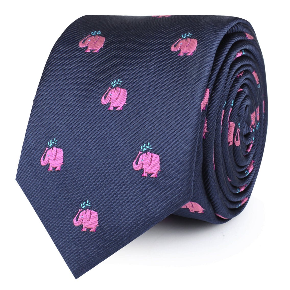 Pink Water Elephant Skinny Tie