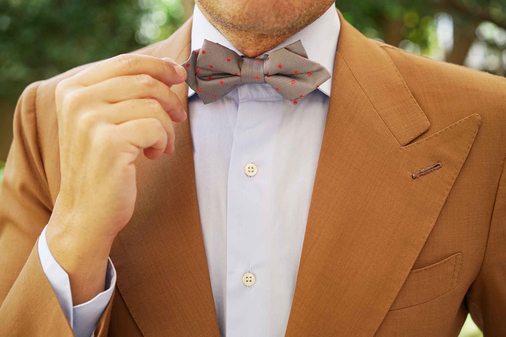 Grey with Hot Pink Polka Dots Diamond Bow Tie