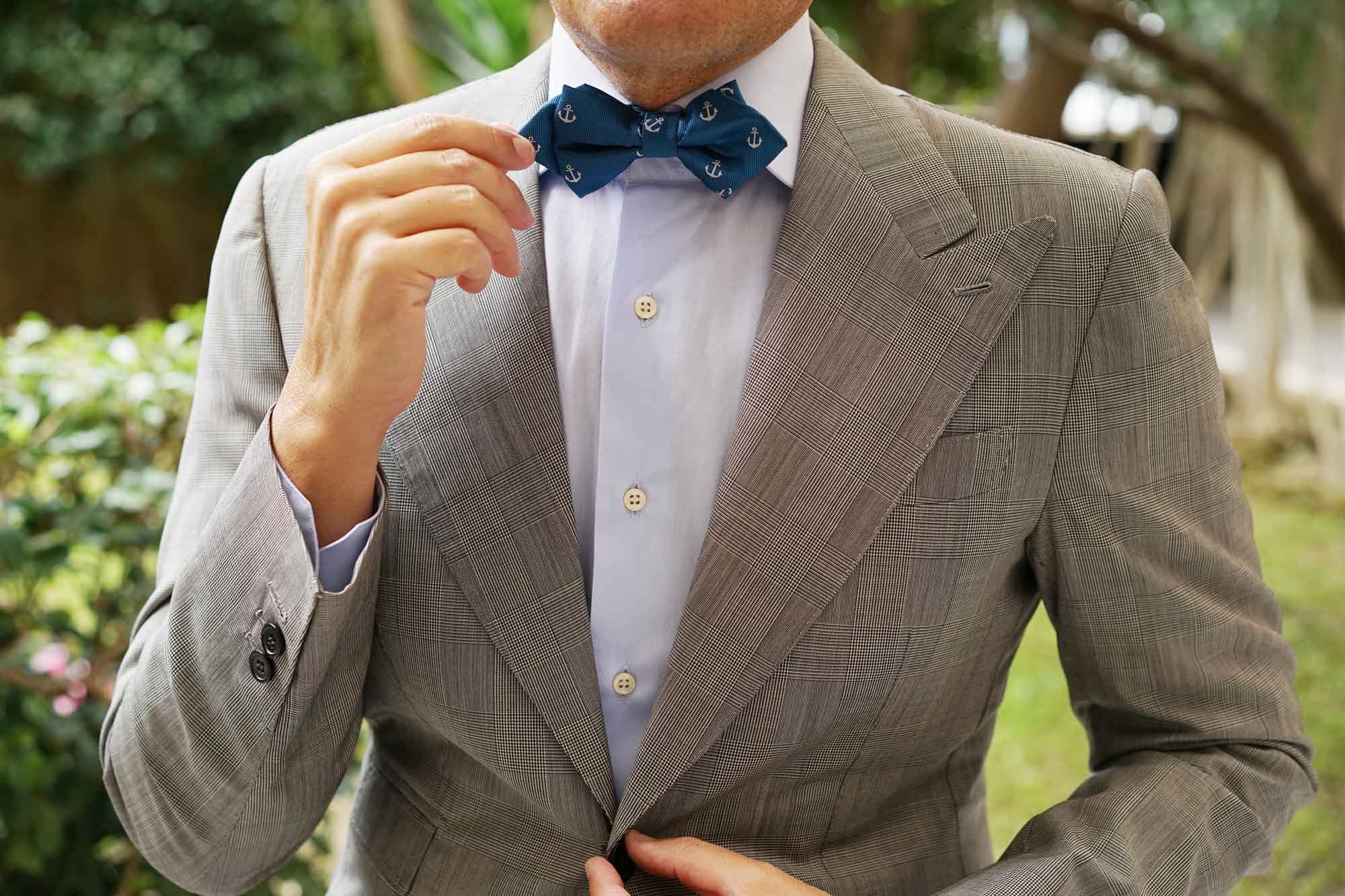 The OTAA Teal Blue Anchor Diamond Bow Tie