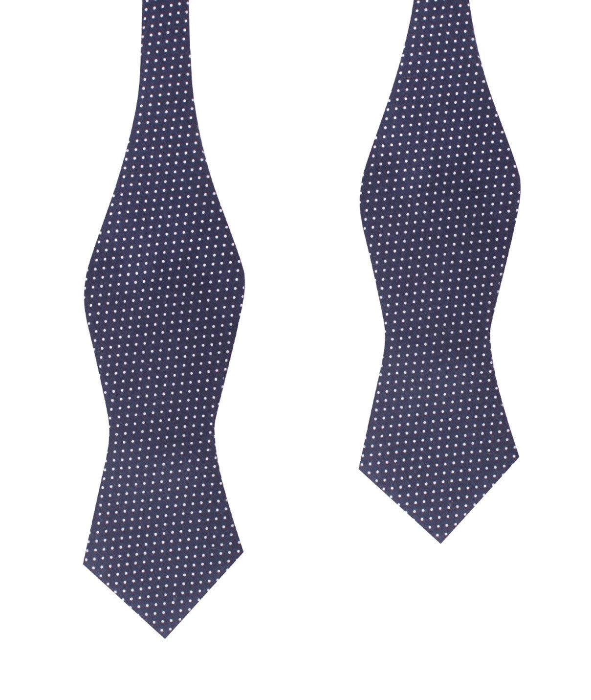 Navy Blue Cotton with White Mini Polka Dots Self Tie Diamond Tip Bow Tie