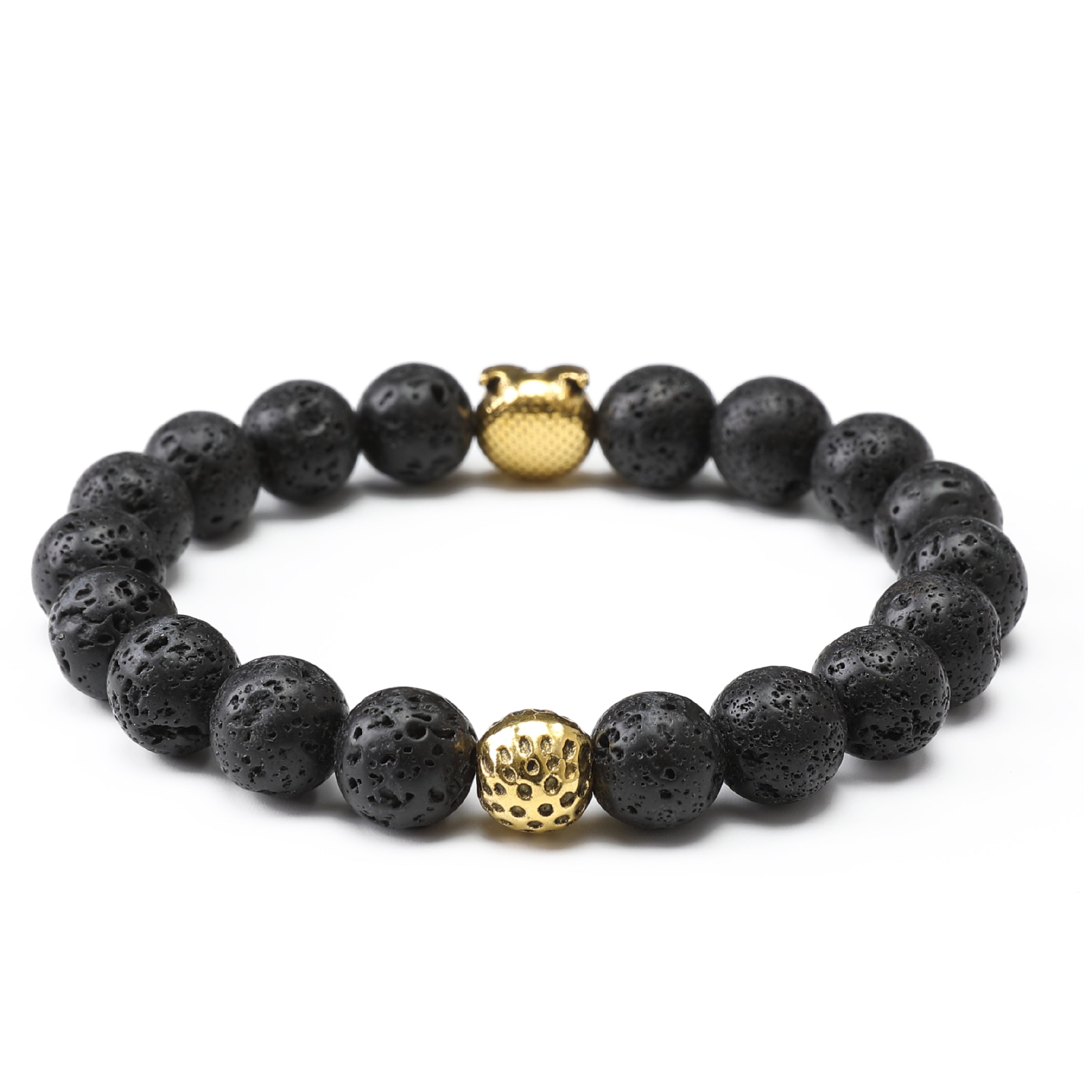 Errol Volcanic Rock Gold Owl Bracelet