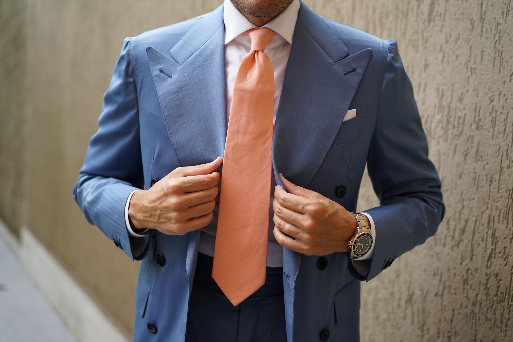 Coral Pink Linen Necktie