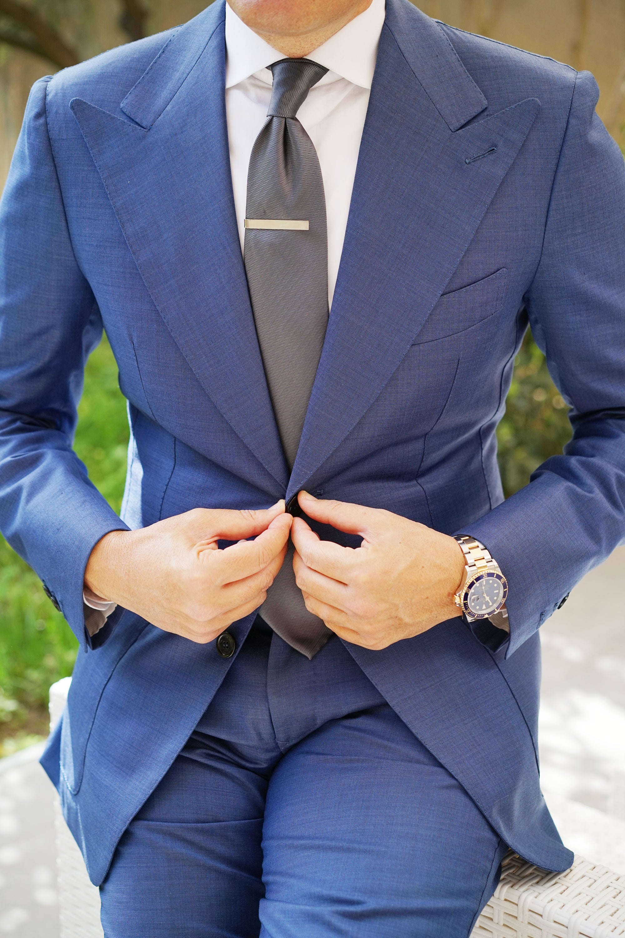 Shining Silver Square Clasp Tie Bar