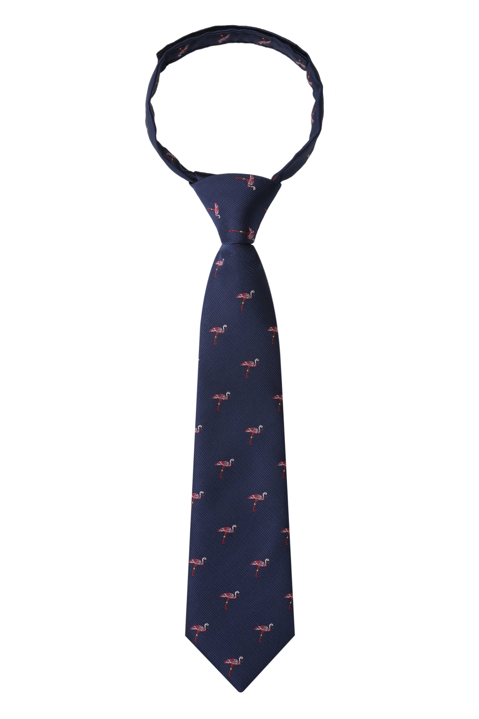 The Navy Blue Pink Flamingo Kids Necktie