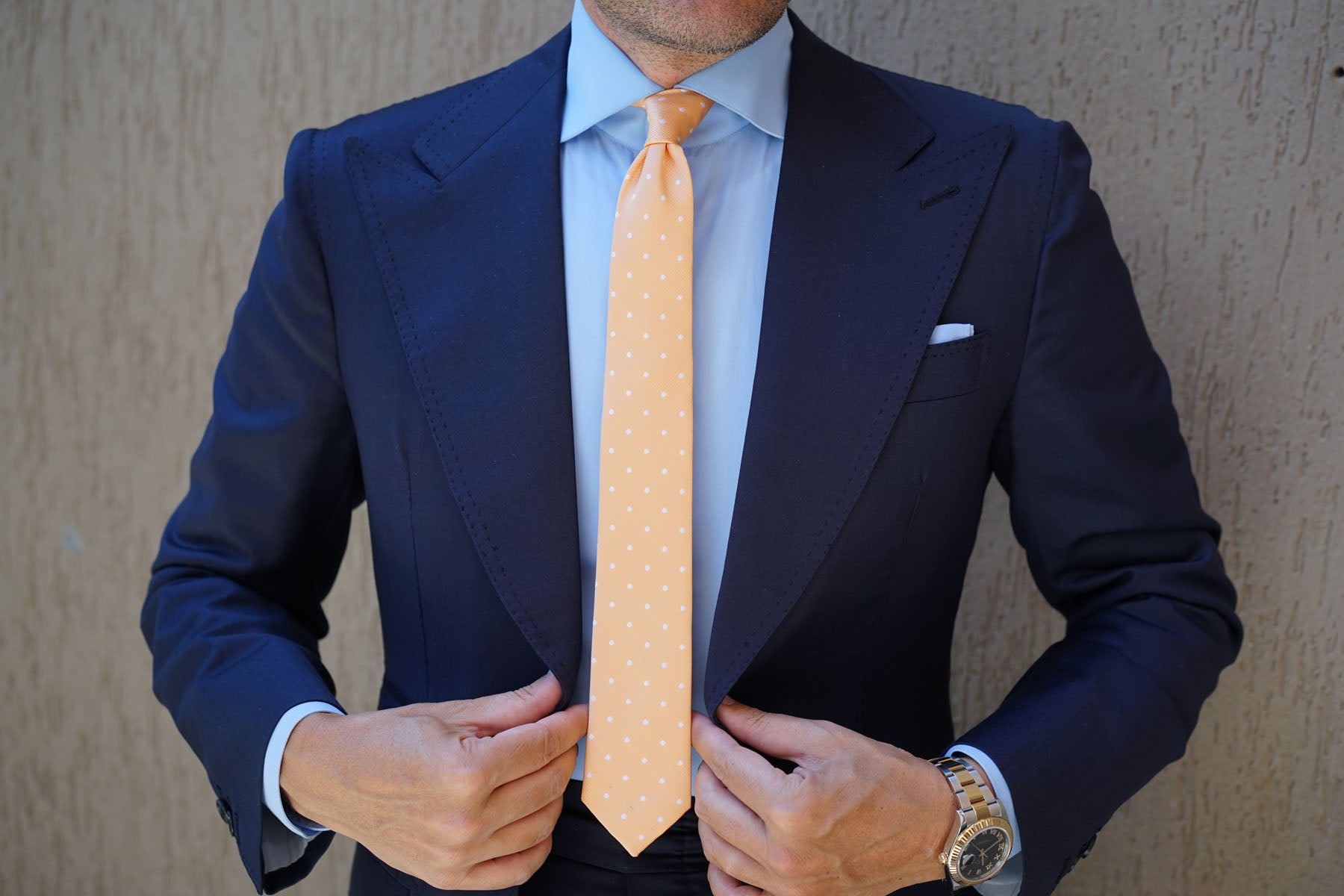 Orange with White Polka Dots Skinny Tie