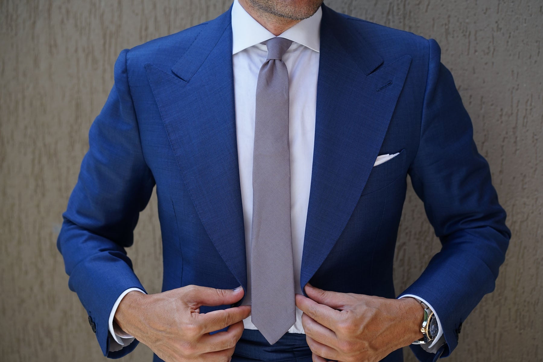 Grey Slub Linen Skinny Tie