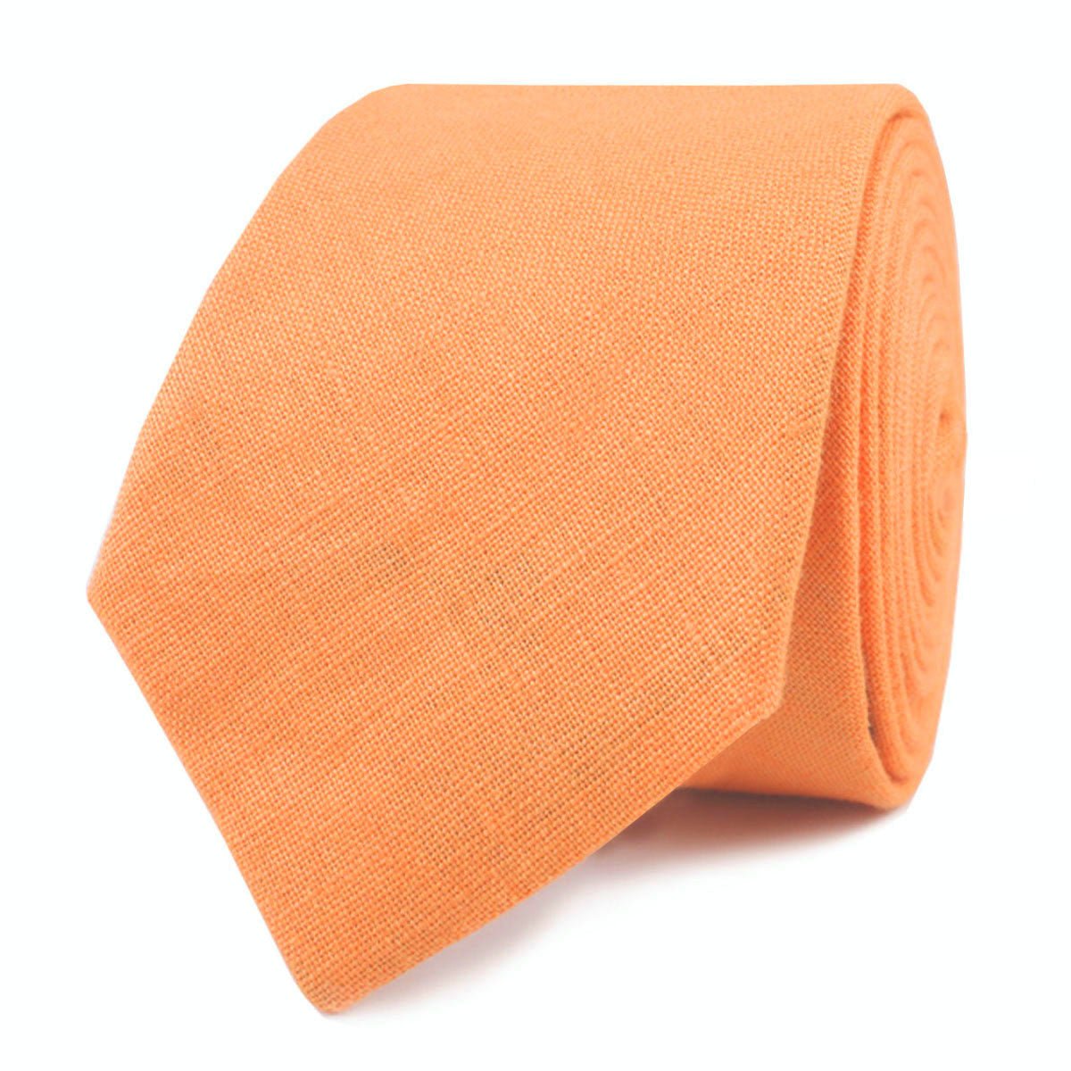 Orange Amber Slub Linen Skinny Tie