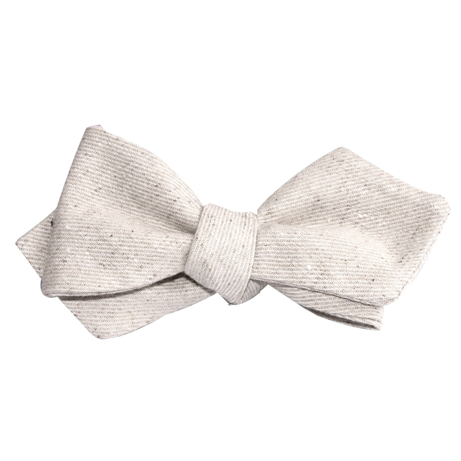 Khaki Twill Stripe Linen Self Tie Diamond Tip Bow Tie