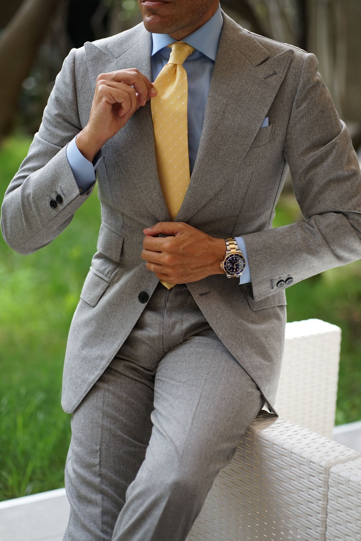 Yellow with White Polka Dots Necktie