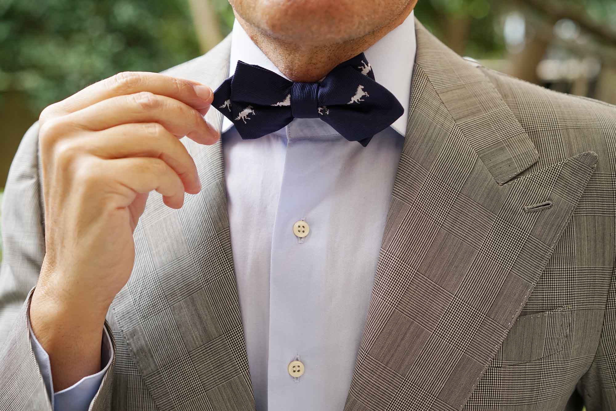 Navy Blue Race Horse Diamond Bow Tie