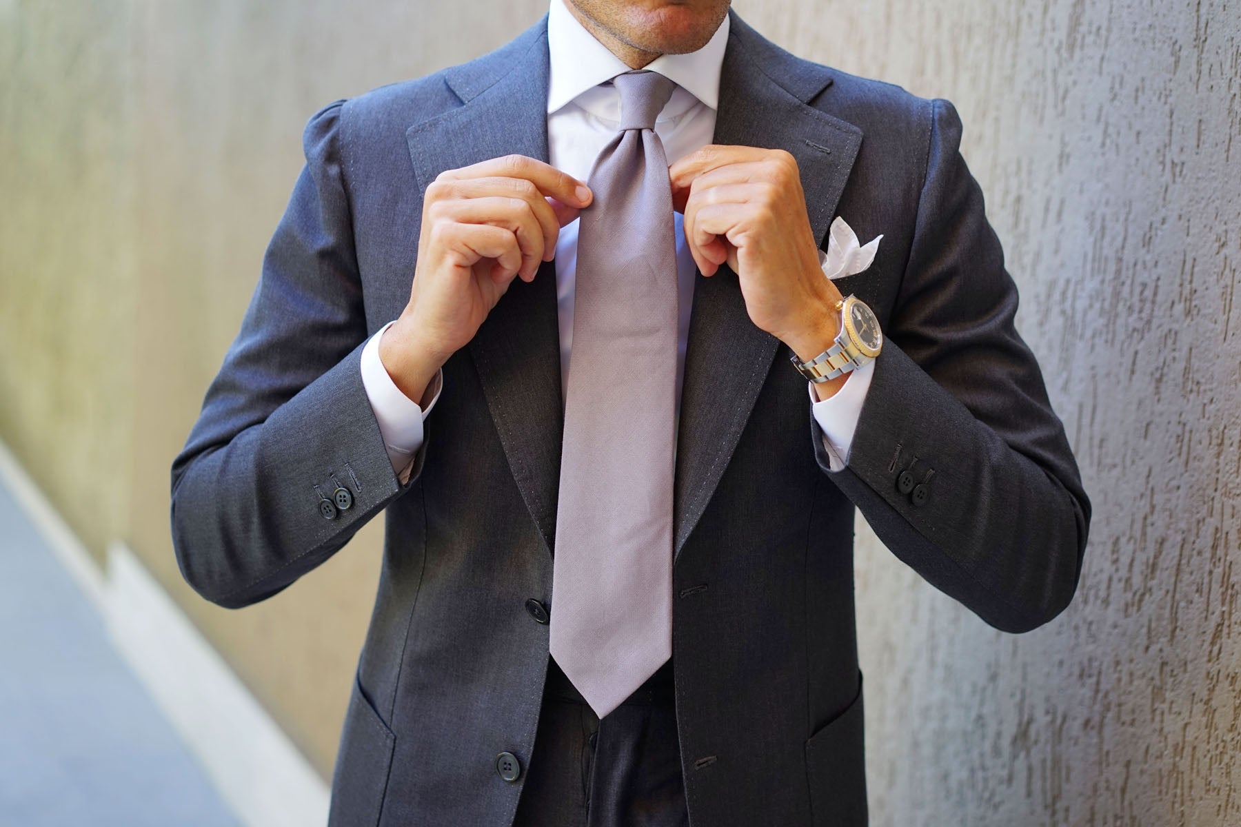 Grey Slub Linen Necktie