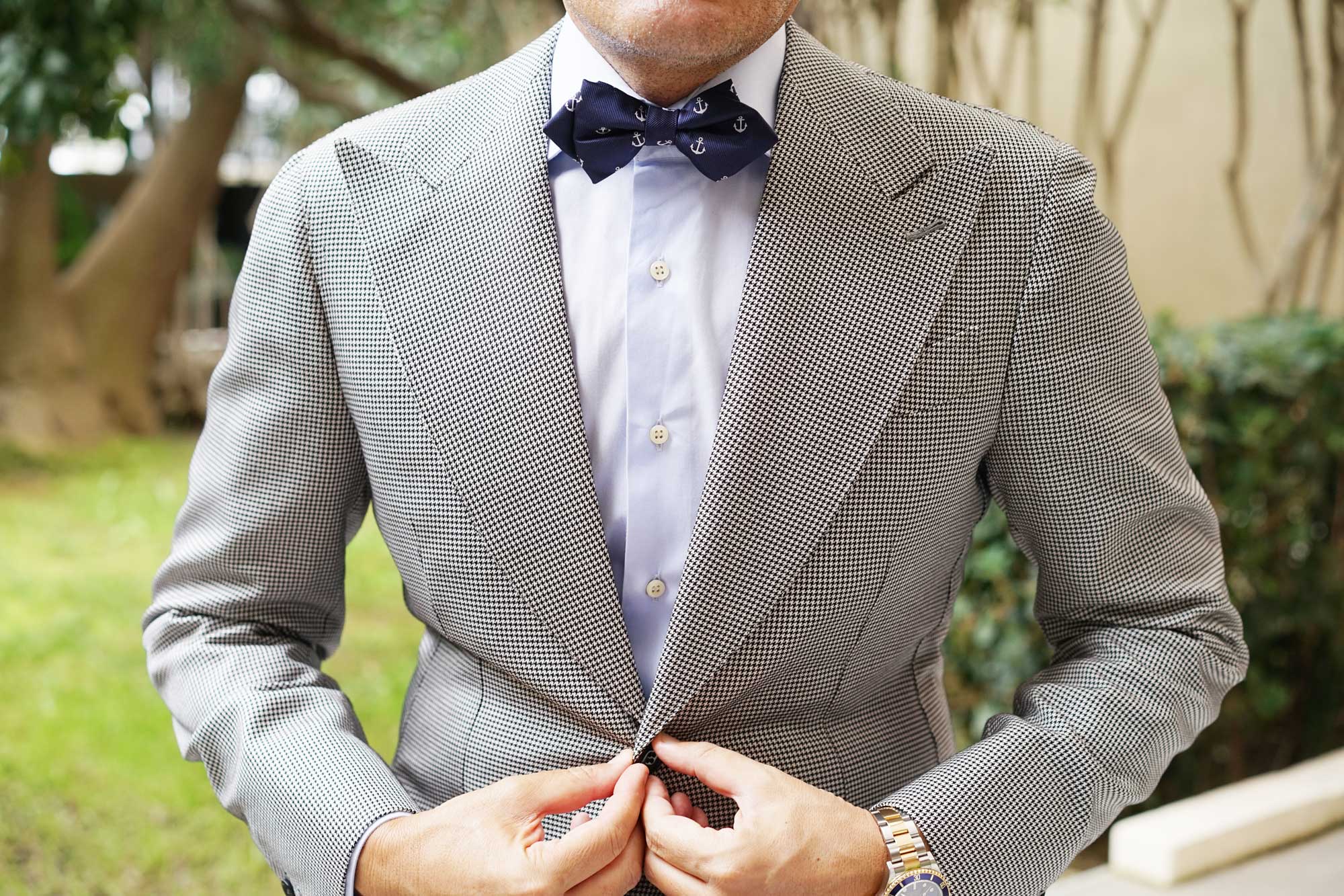 The OTAA Navy Blue Anchor Diamond Bow Tie