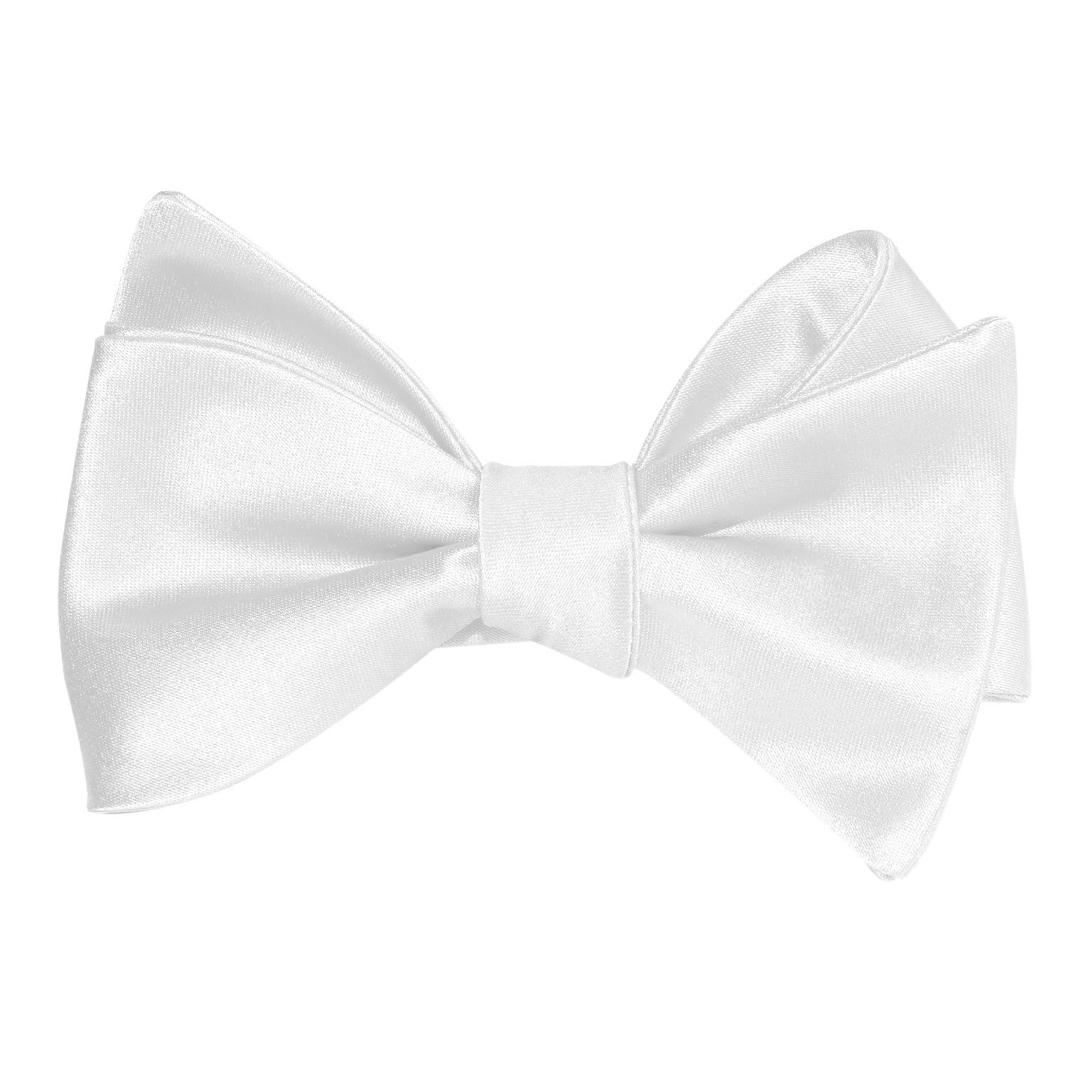 White Satin Self Tie Bow Tie