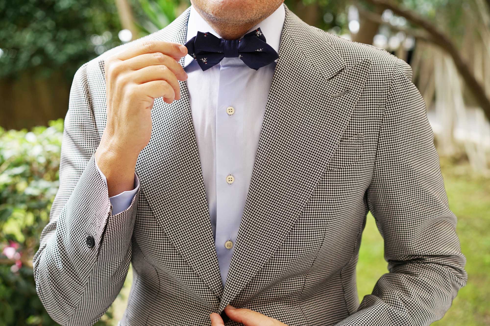 Navy Blue Lobster Diamond Bow Tie