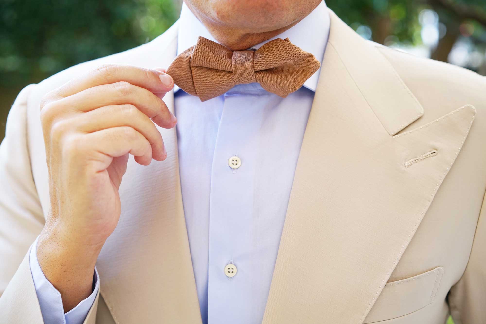 Raw Chocolate Linen Diamond Bow Tie