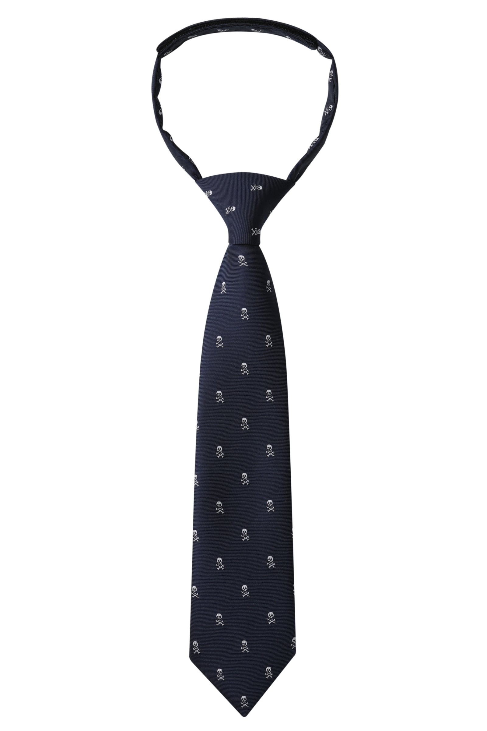 Navy Blue Pirate Skull Kids Necktie