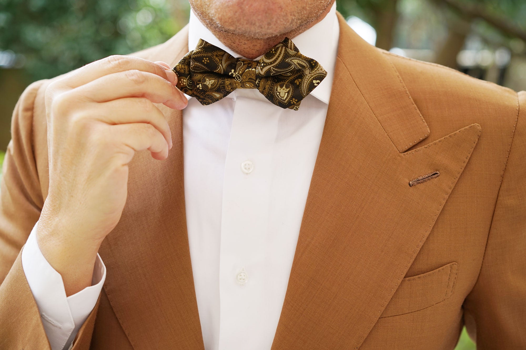 Persian Paisley Brown Diamond Bow Tie