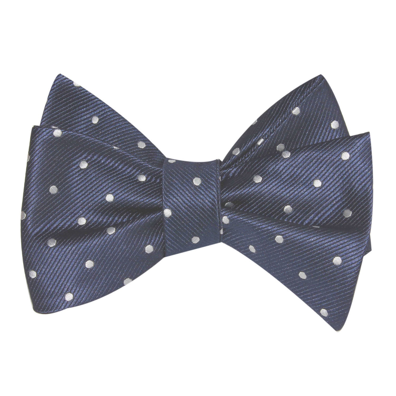 Dark Midnight Blue with White Polka Dots Self Tie Bow Tie