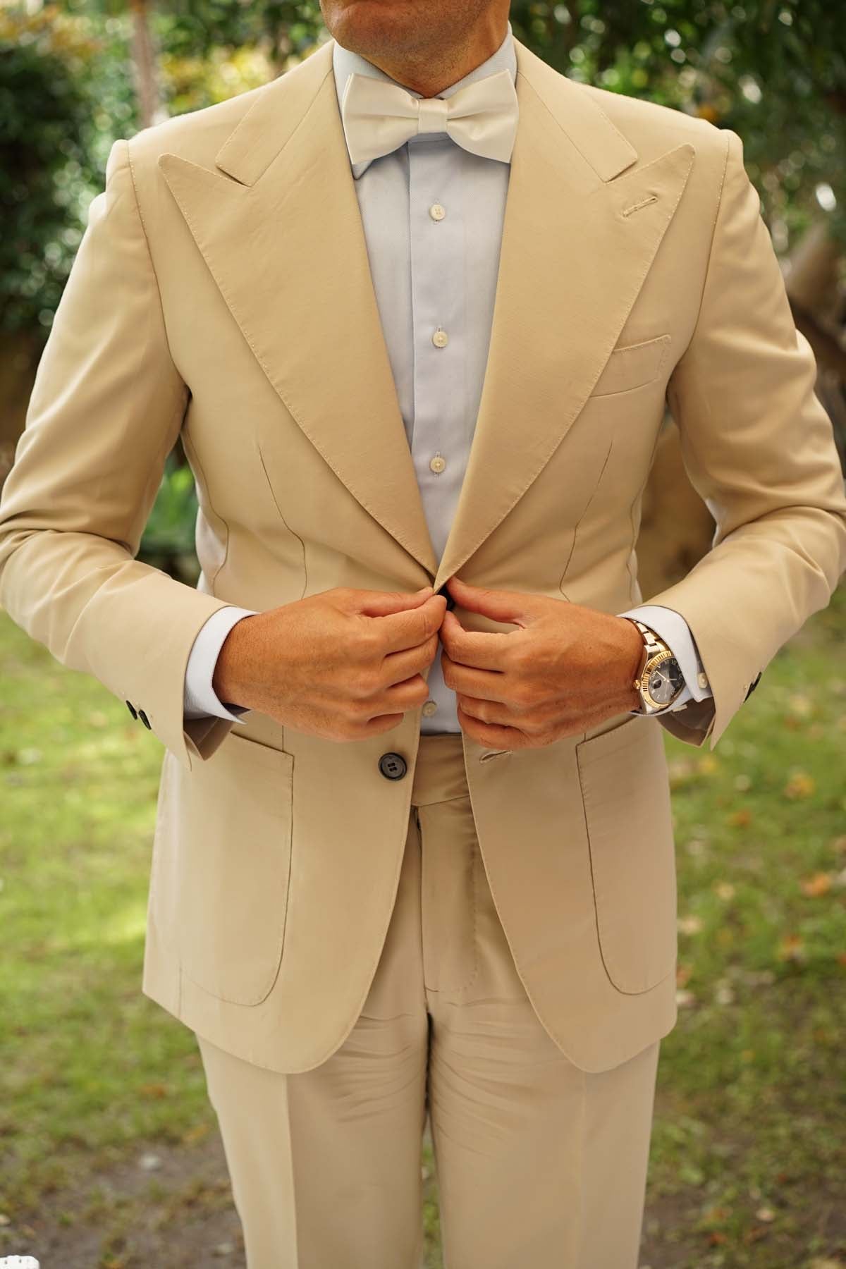 Ivory Satin Bow Tie