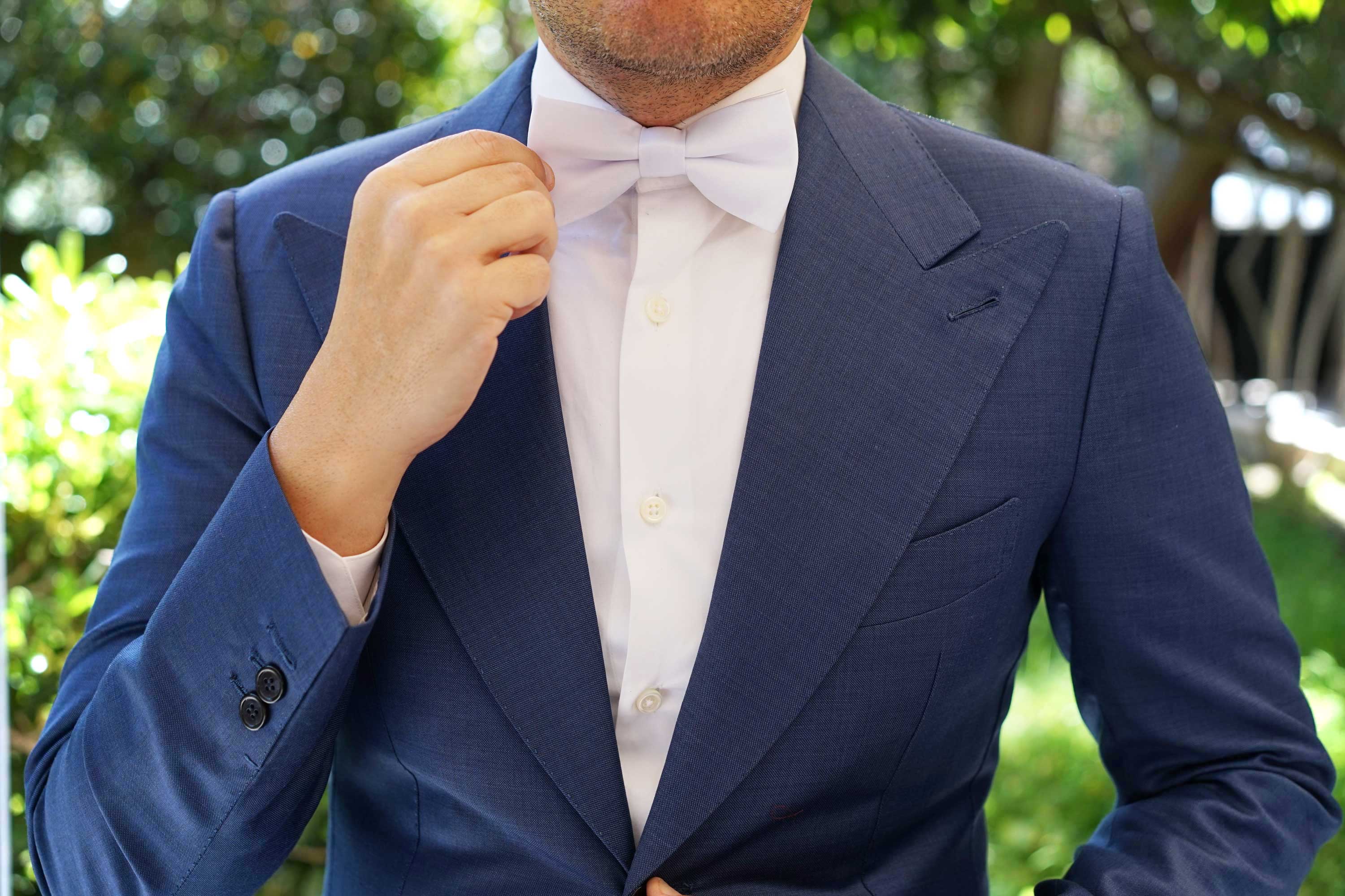 White Satin Bow Tie