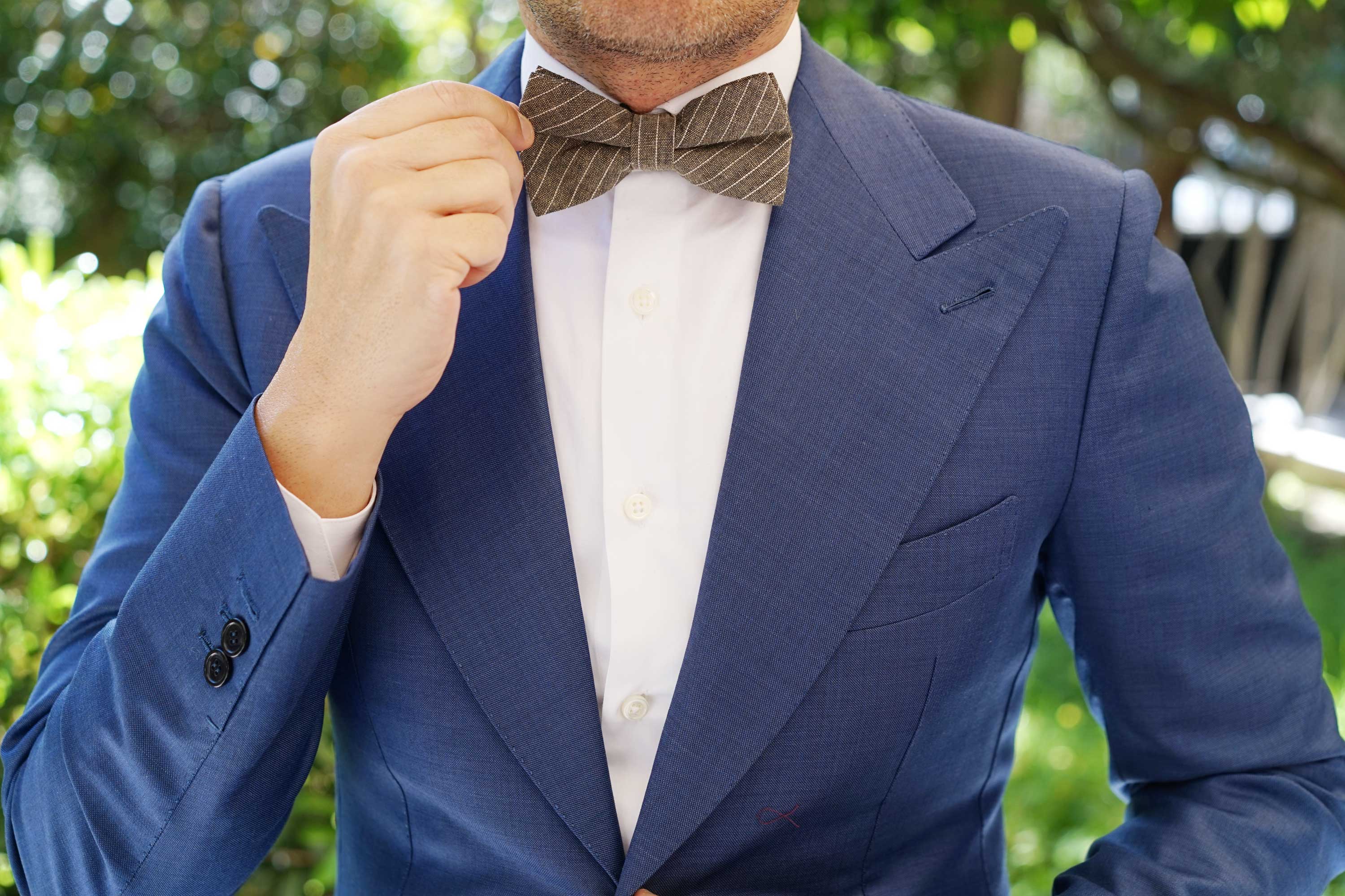 Sandman Linen Pinstripe Bow Tie