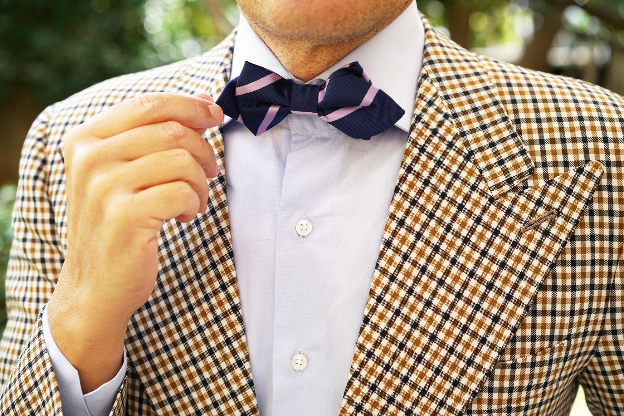 Navy Blue with Purple Stripe Diamond Bow Tie