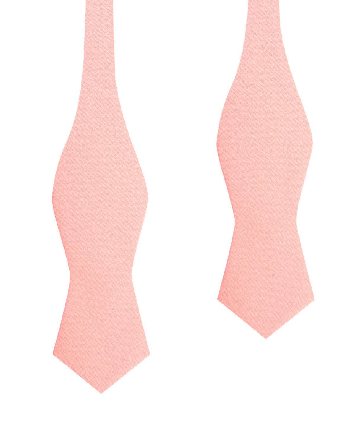 Dusty Peach Slub Linen Self Tie Diamond Tip Bow Tie