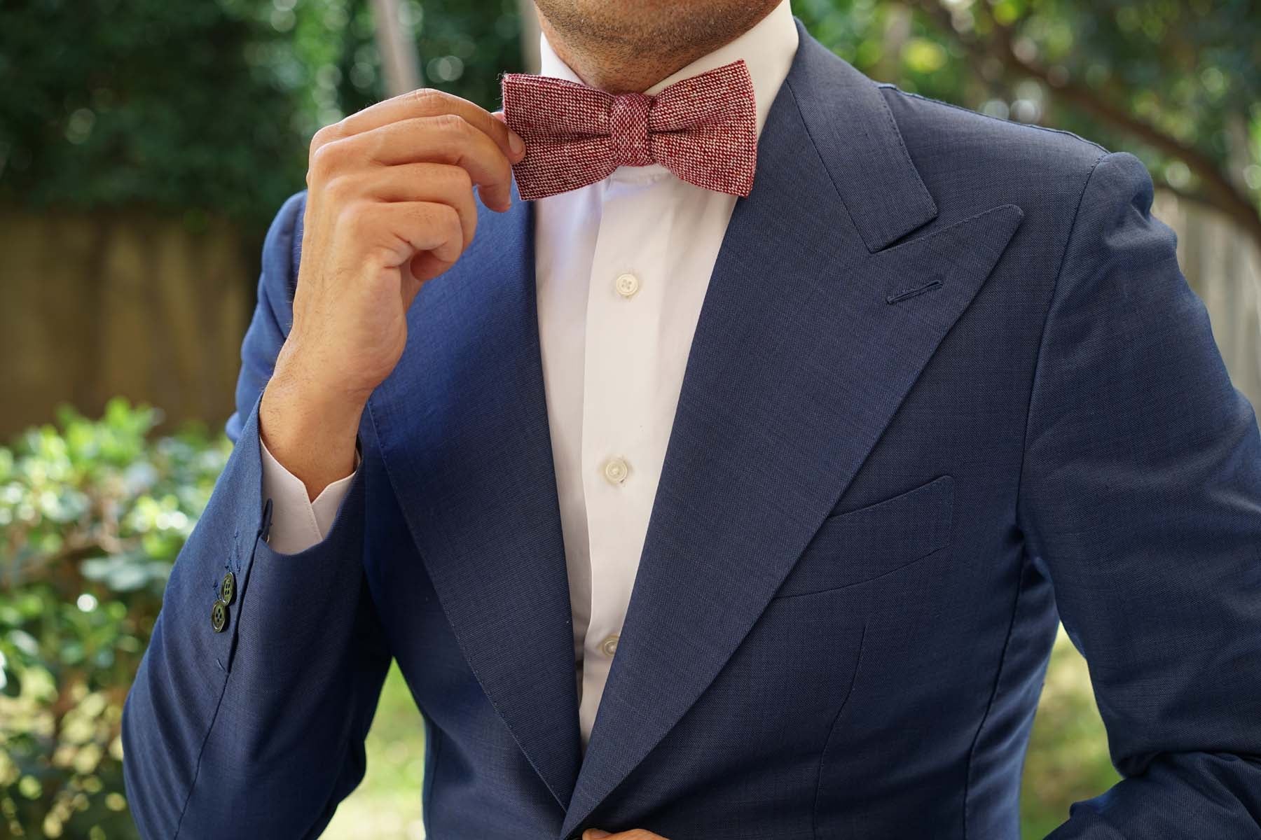 Burgundy Sharkskin Bow Tie