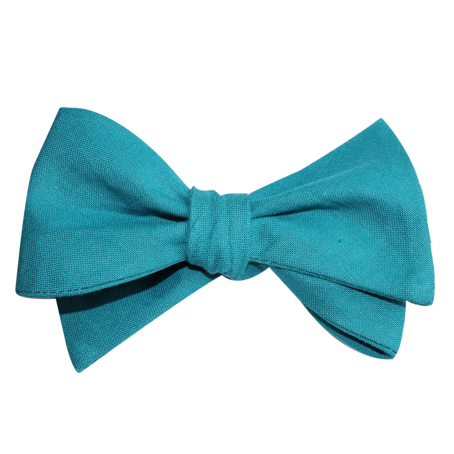 Teal Slub Linen Self Tie Bow Tie