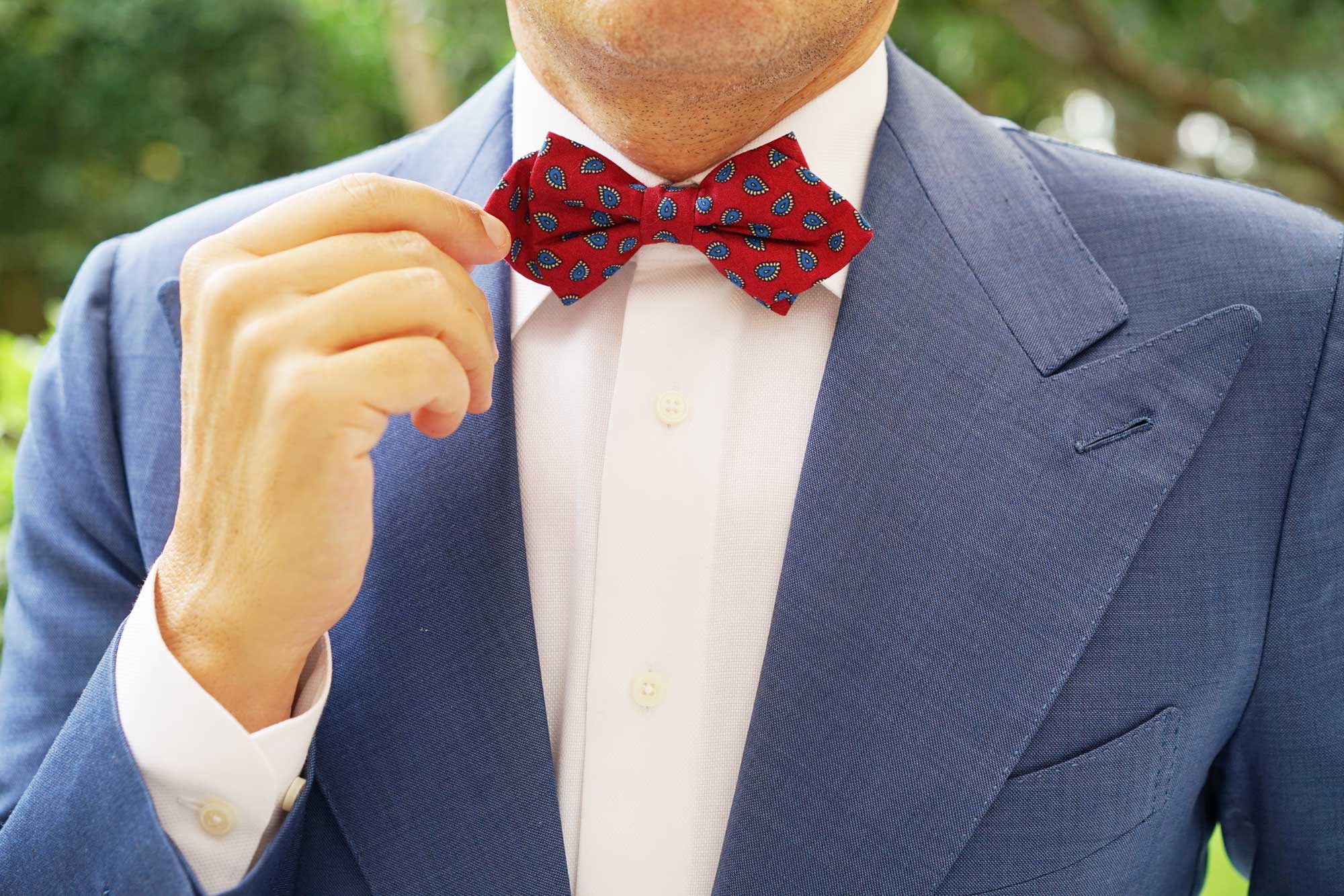 Milano Burgundy Red Paisley Diamond Bow Tie