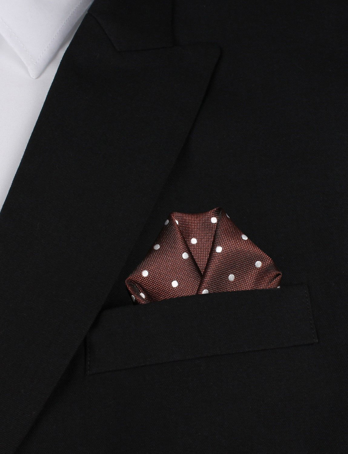 Brown with White Polka Dots Pocket Square