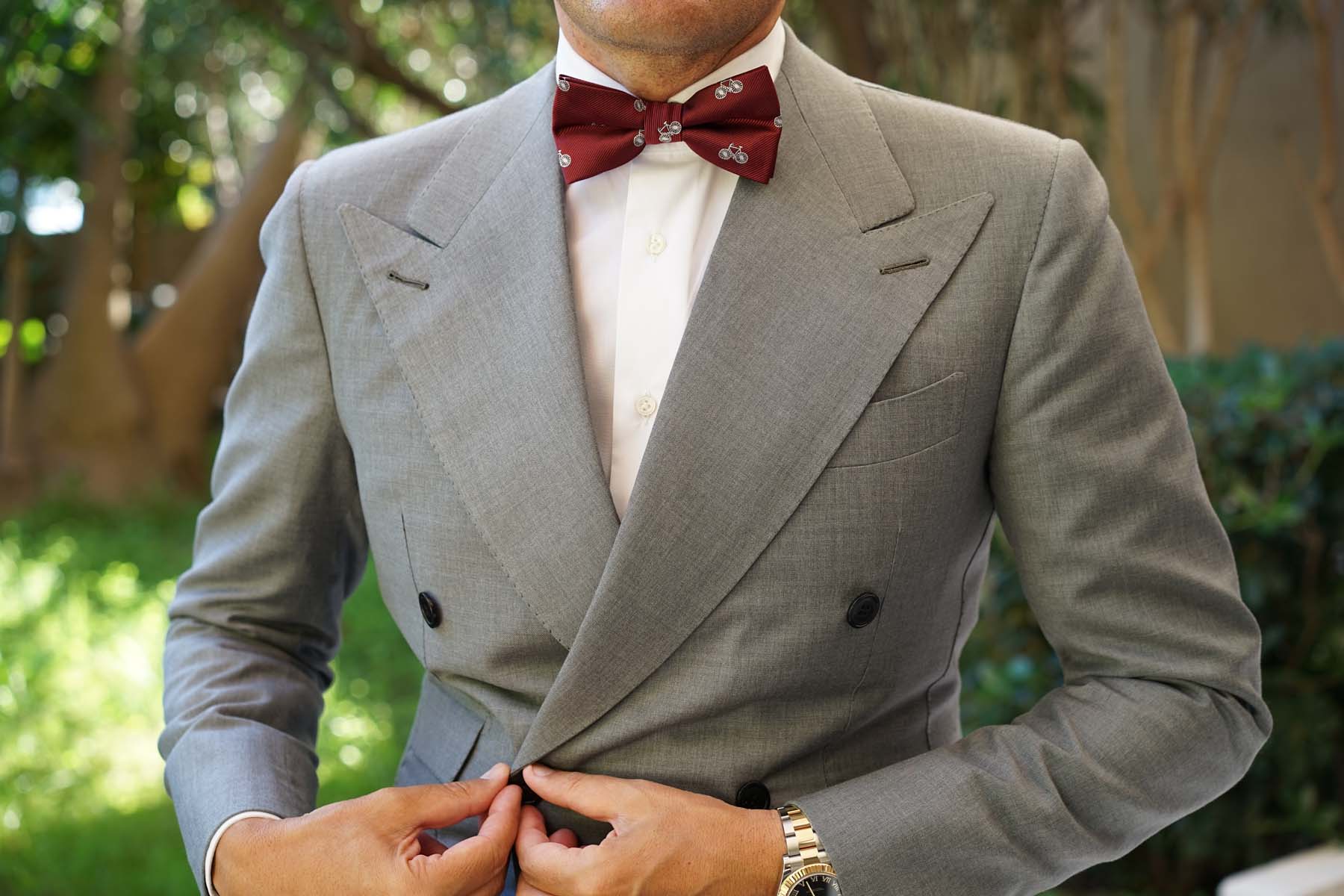 Burgundy French Bicycle Bow Tie