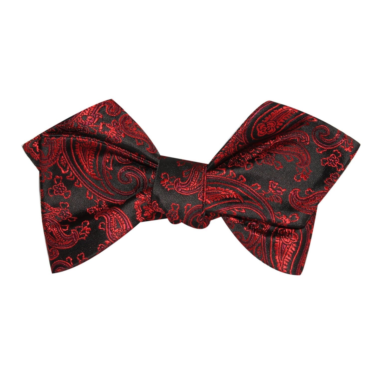 Paisley Red and Black Self Tie Diamond Tip Bow Tie