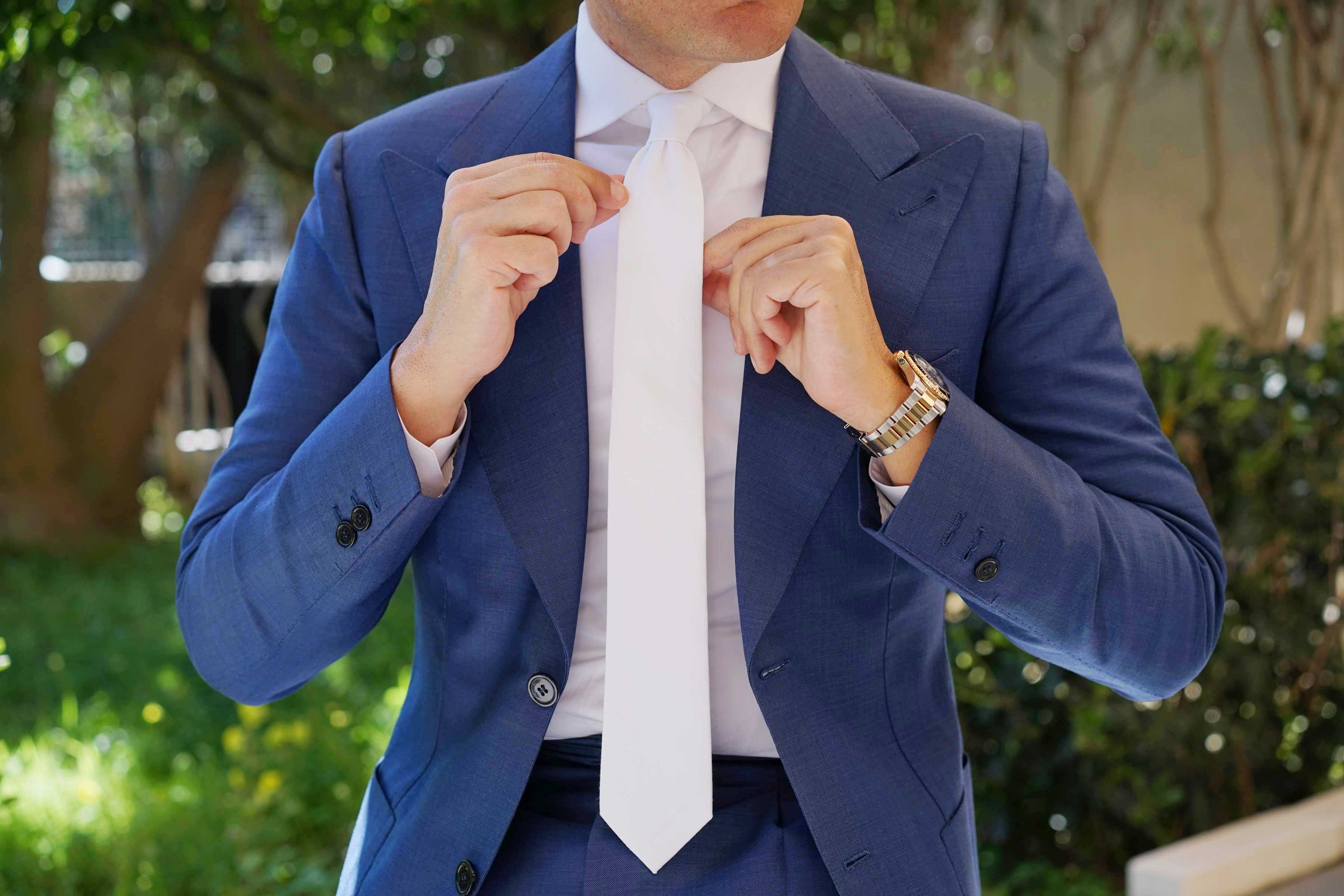 The OTAA White Cotton Skinny Tie